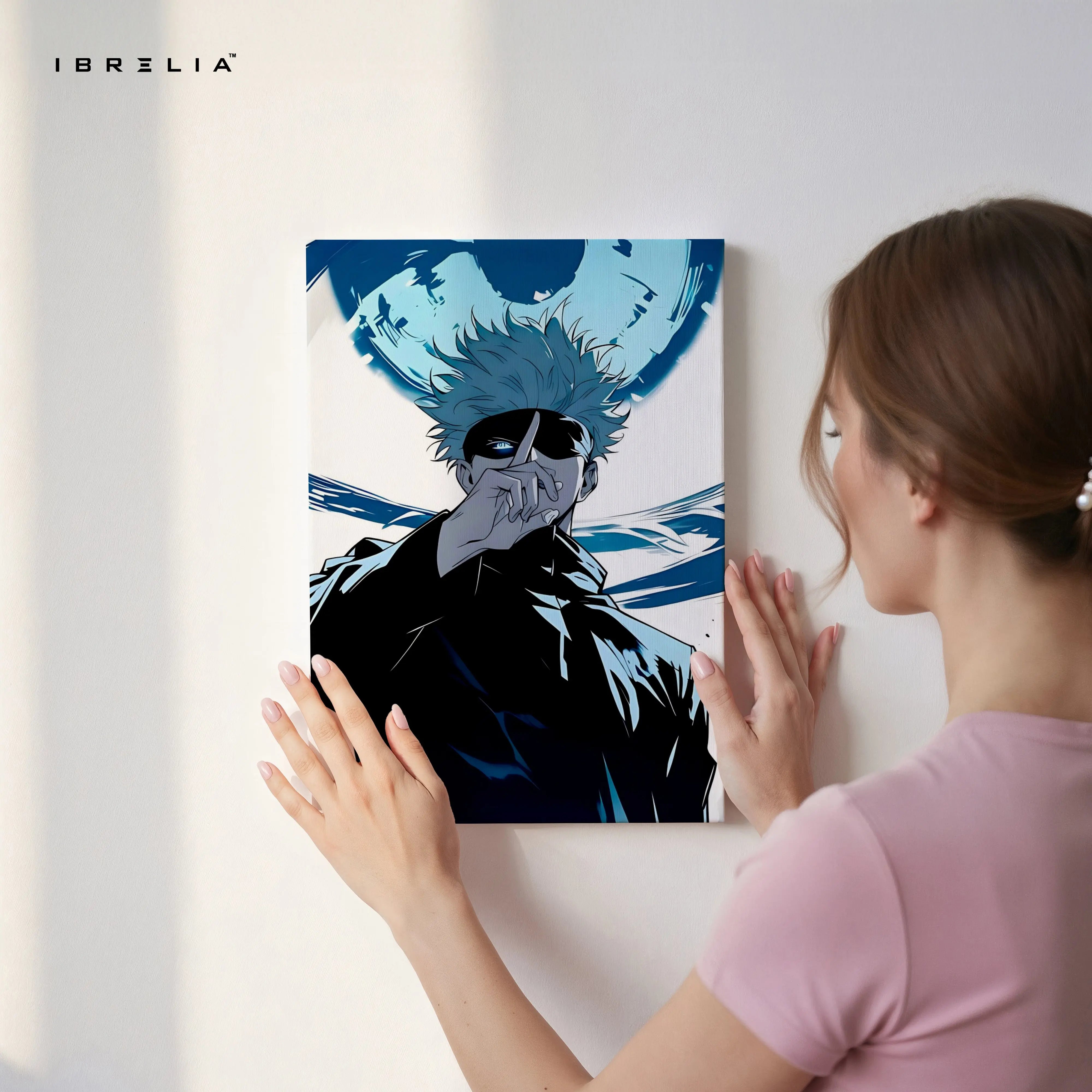 Gojo Satoru Wall Art – Jujutsu Kaisen Anime Canvas Frame | Gojo Infinity Poster Pakistan | IBRELIA™ IBRELIA