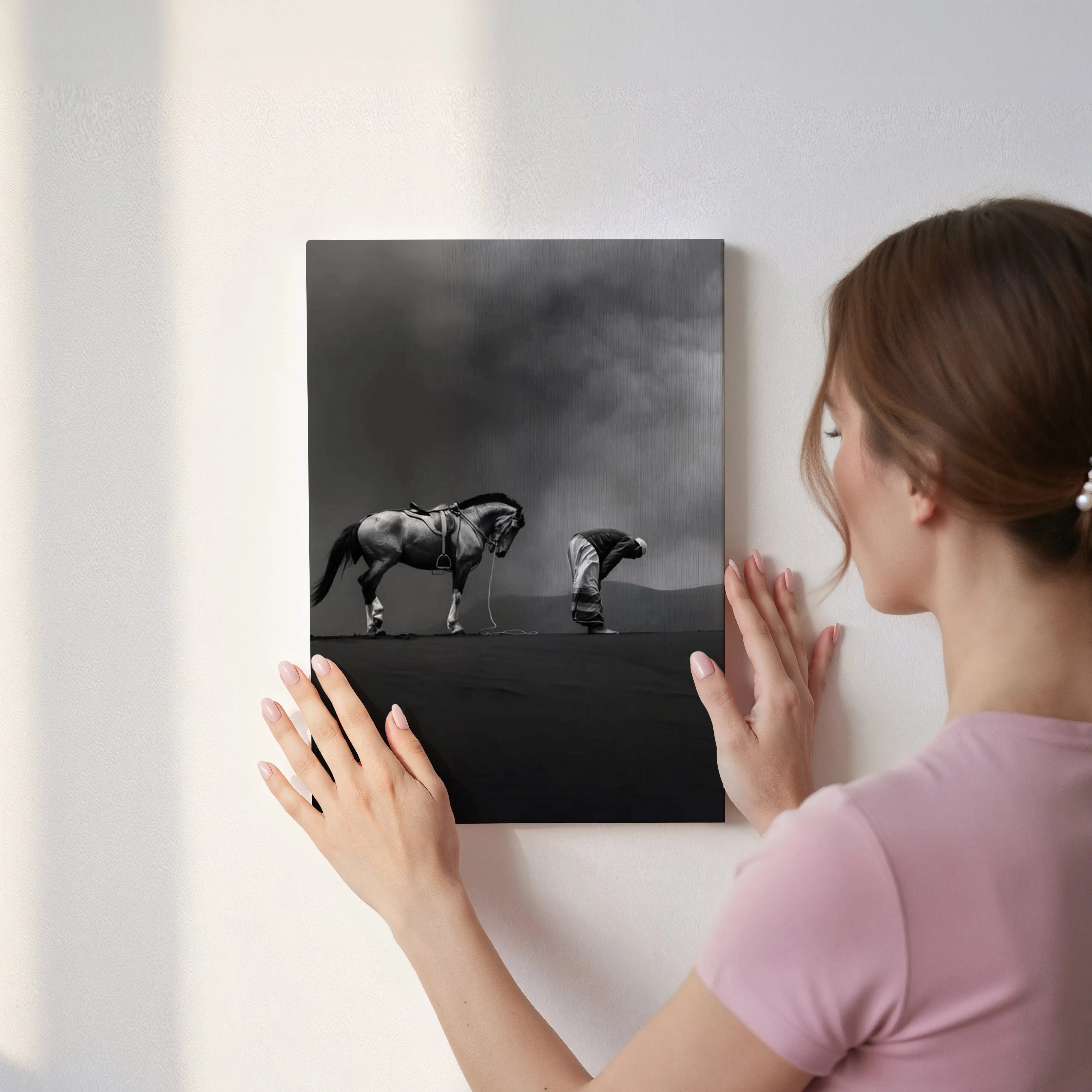 Sujood & Loyalty Art – Islamic Prayer with Horse Wall Art | 4K Ultra Wrap Frame Wall Art in Pakistan | IBRELIA™ IBRELIA