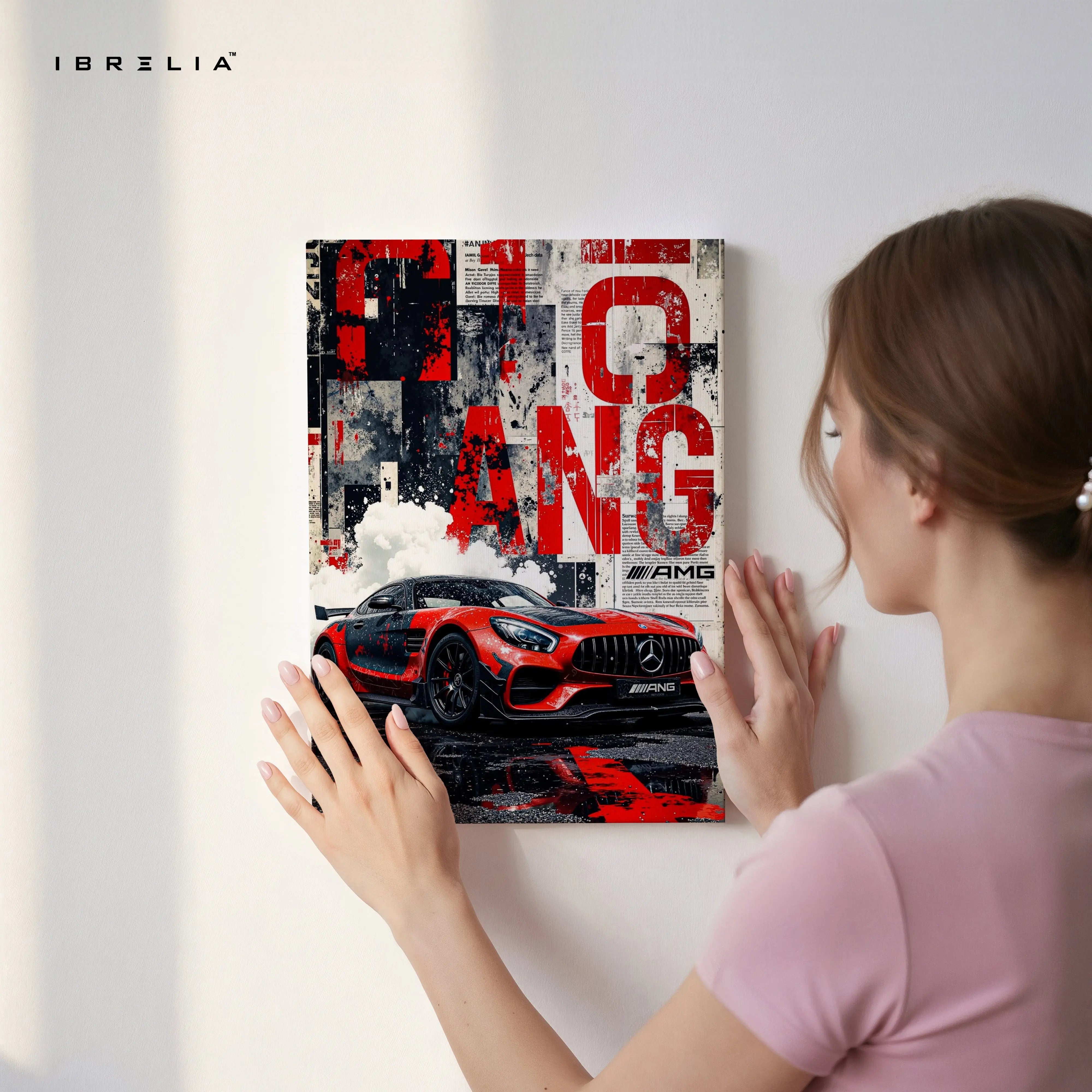 Mercedes AMG Street Racing Wall Art – Performance Car Canvas Frame Pakistan | Luxury Car Poster | IBRELIA™ IBRELIA
