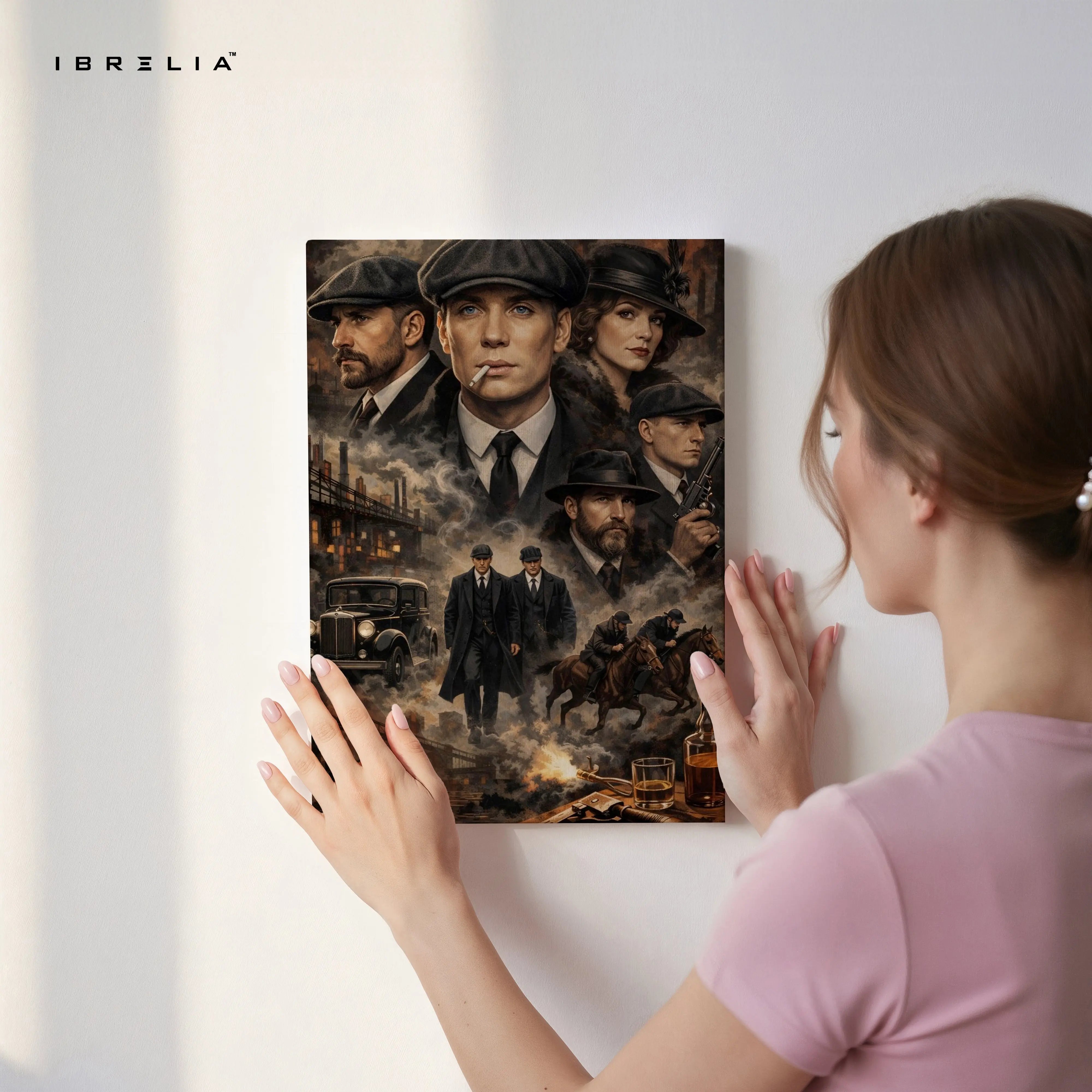 Peaky Blinders Collage Wall Art – Thomas Shelby Gang Canvas Frame | Vintage Crime Series Poster Pakistan | IBRELIA™ IBRELIA