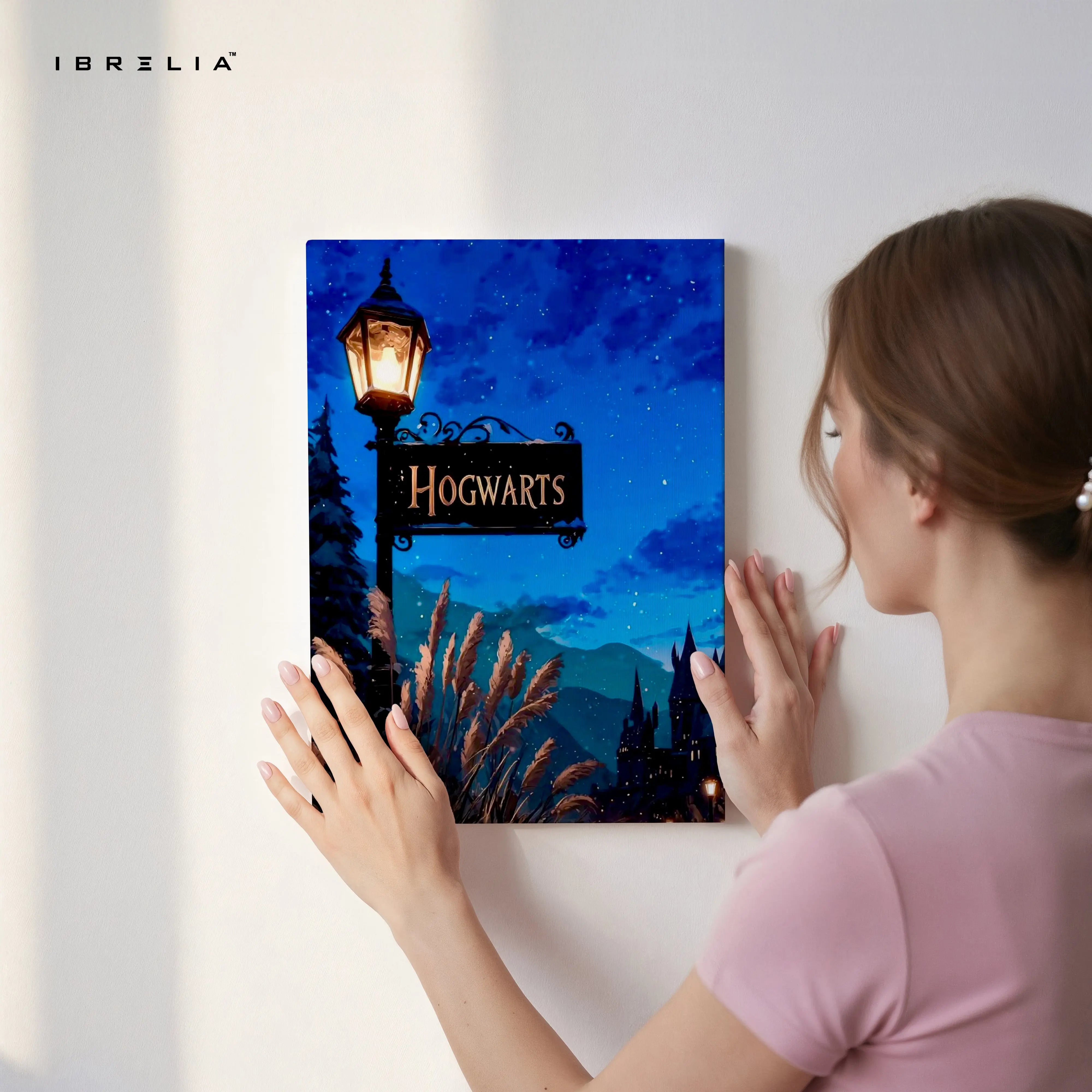 Hogwarts Night Wall Art – Magical Harry Potter Inspired Canvas Frame | Fantasy Castle Poster Pakistan | IBRELIA™ IBRELIA