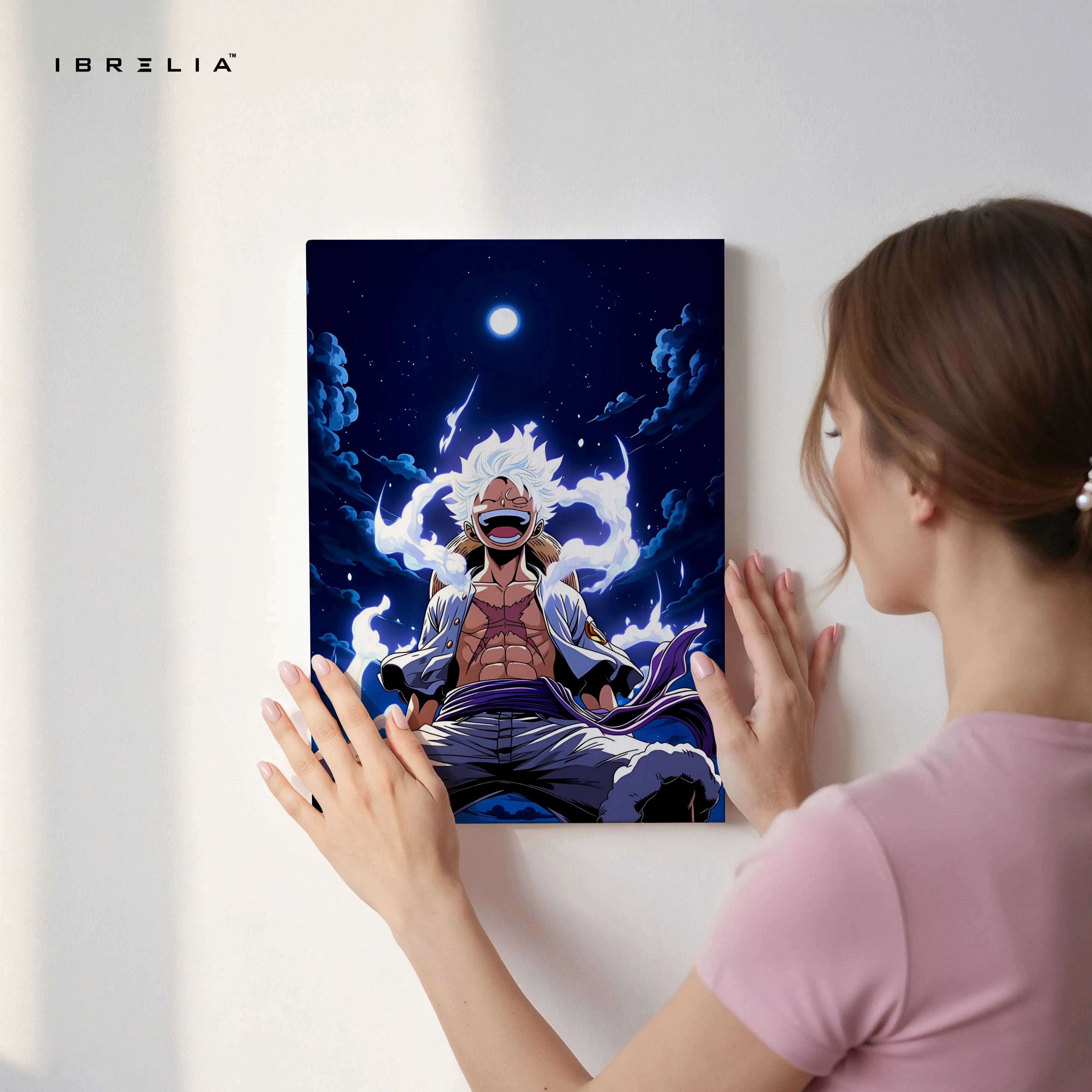 Luffy Gear 5 Wall Art – One Piece Anime Canvas Frame | Sun God Nika Poster Pakistan | IBRELIA™ IBRELIA