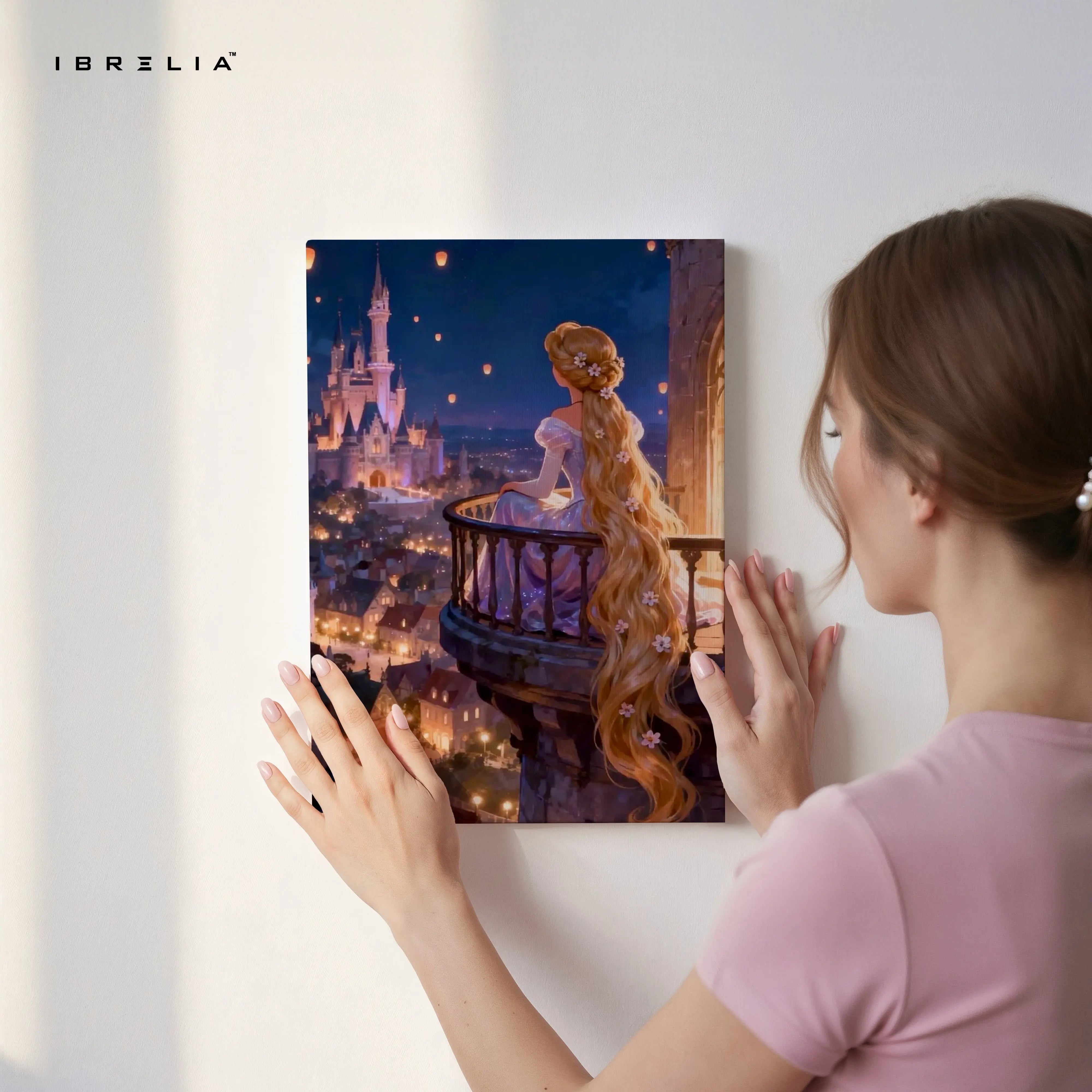 Rapunzel Dreamy Lantern Night Wall Art – Fantasy Princess Canvas Frame | Magical Fairytale Decor Pakistan | IBRELIA™ IBRELIA