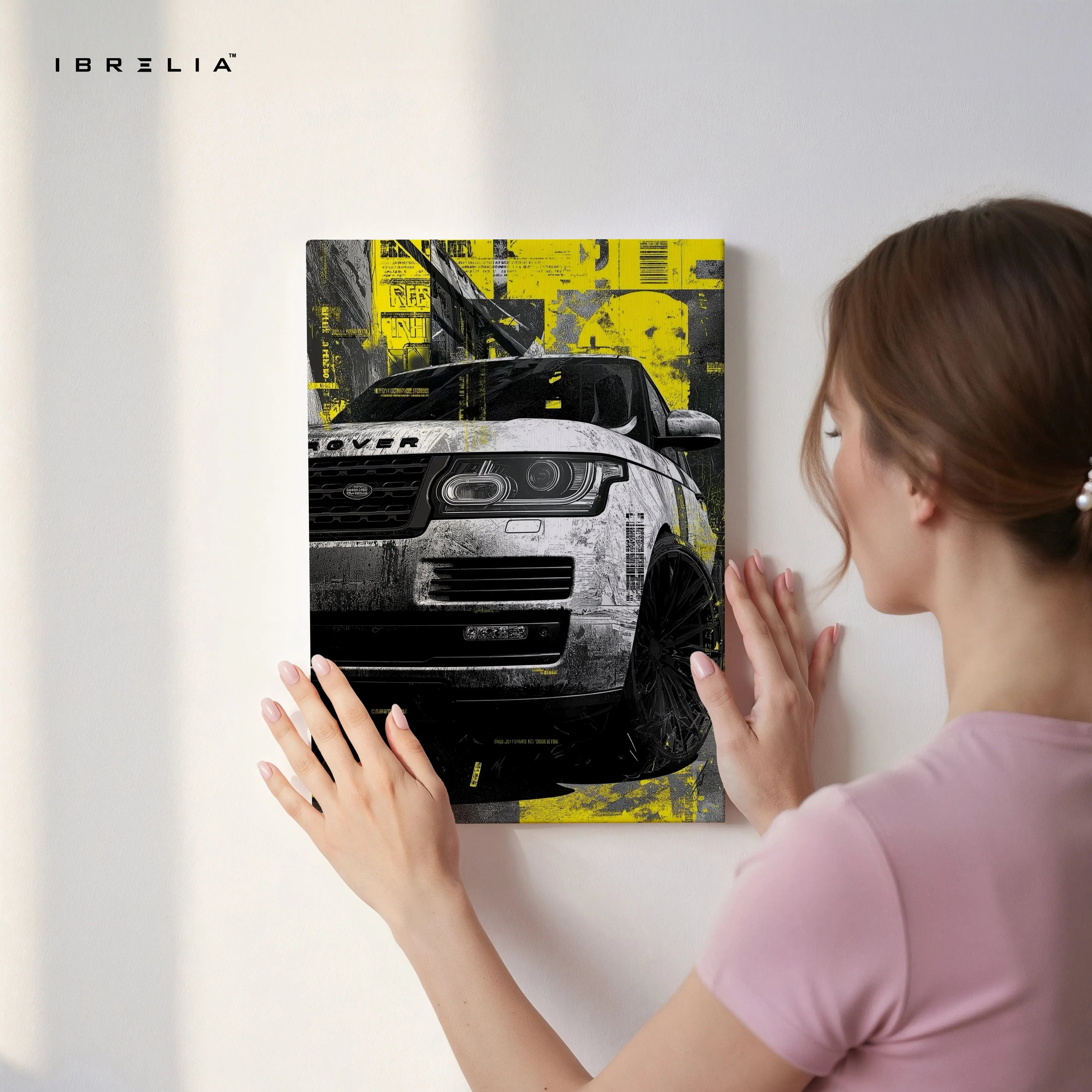 Range Rover Street Art Wall Art – Urban Luxury SUV Canvas Frame | Grunge Automotive Poster Pakistan | IBRELIA™ IBRELIA