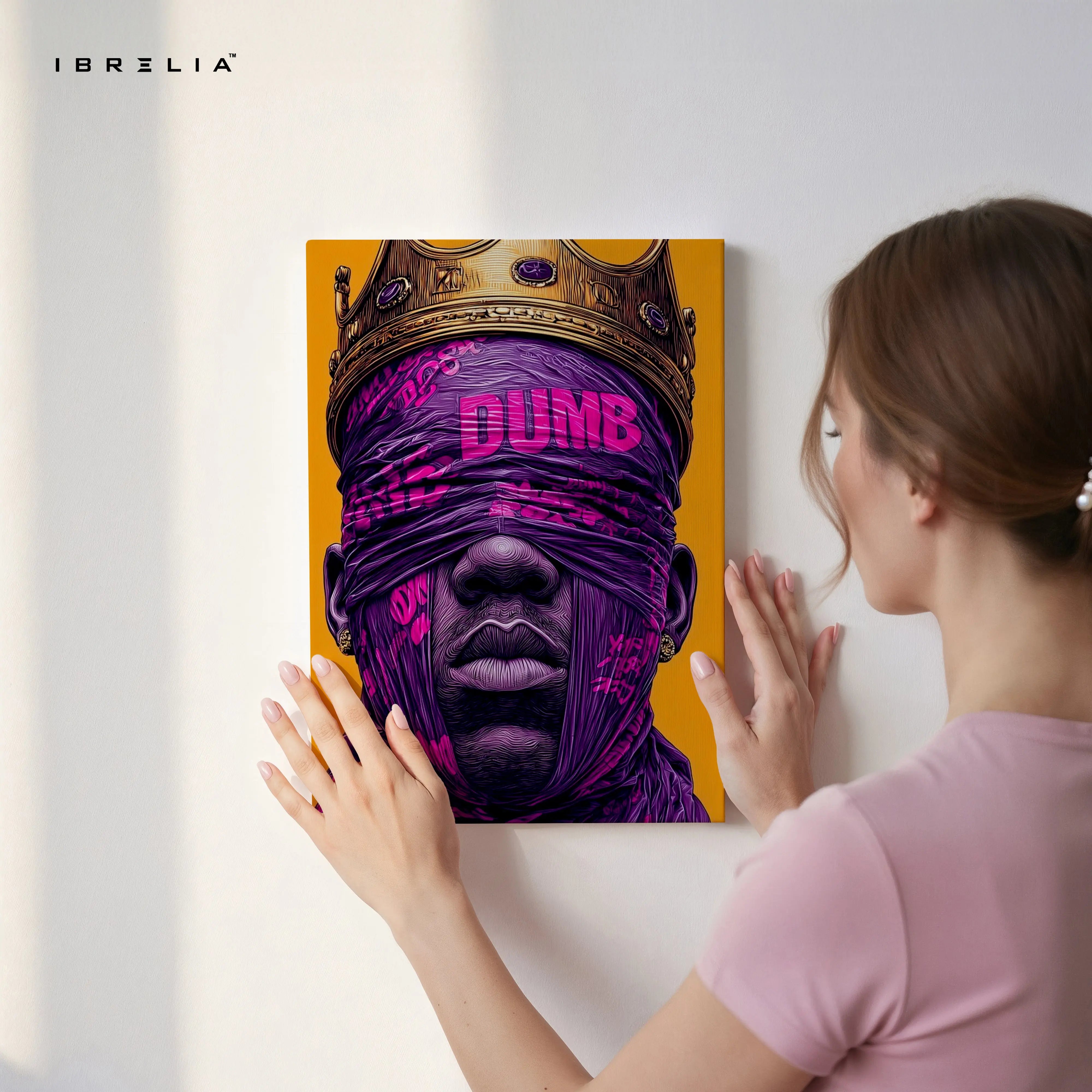 Urban King Graffiti Wall Art – Crown Street Art Poster | Bold Purple King Canvas Frame Pakistan | IBRELIA™ IBRELIA
