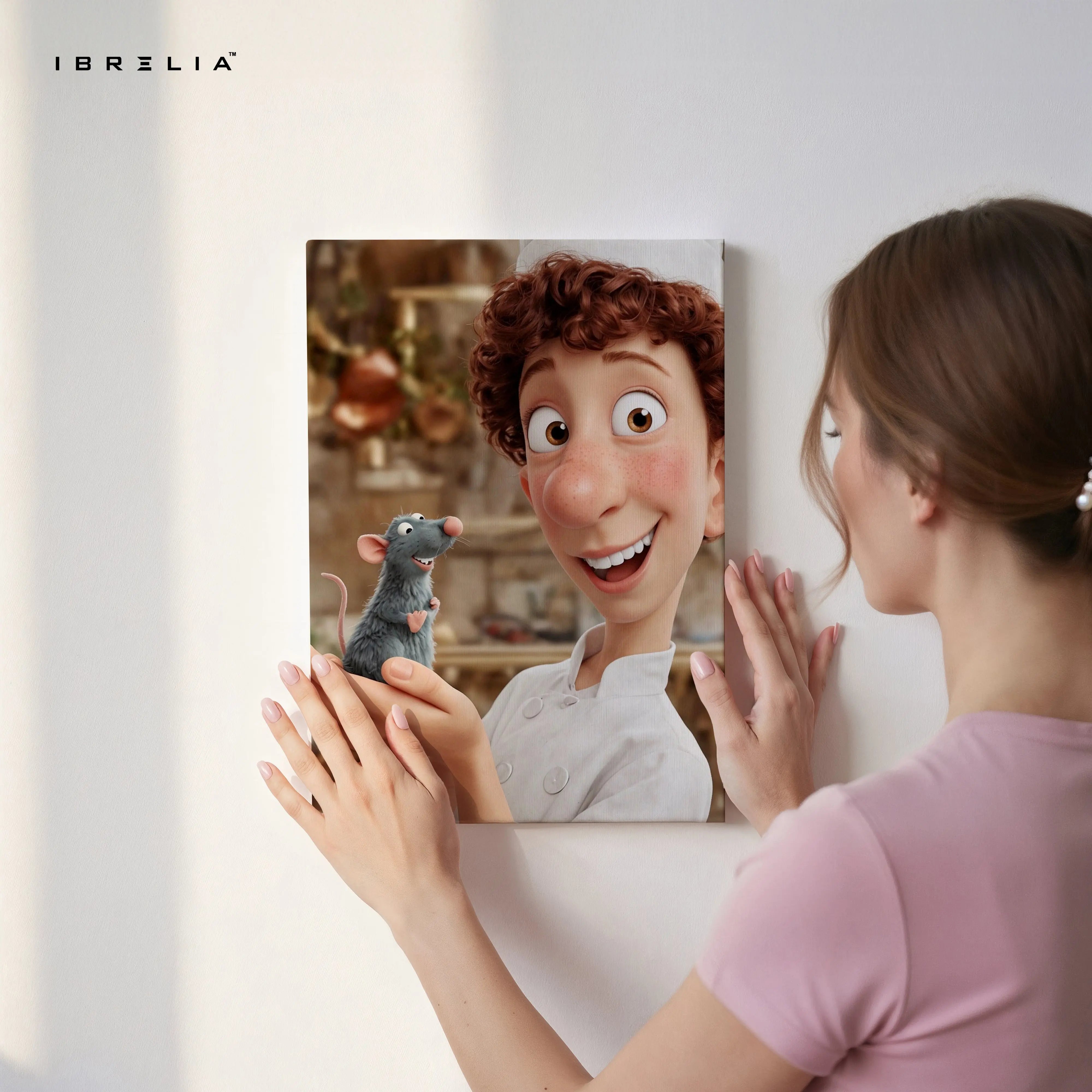 Chef & Rat Friendship Wall Art – Culinary Magic Canvas Frame | Animated Kitchen Scene Decor Pakistan | IBRELIA™ IBRELIA