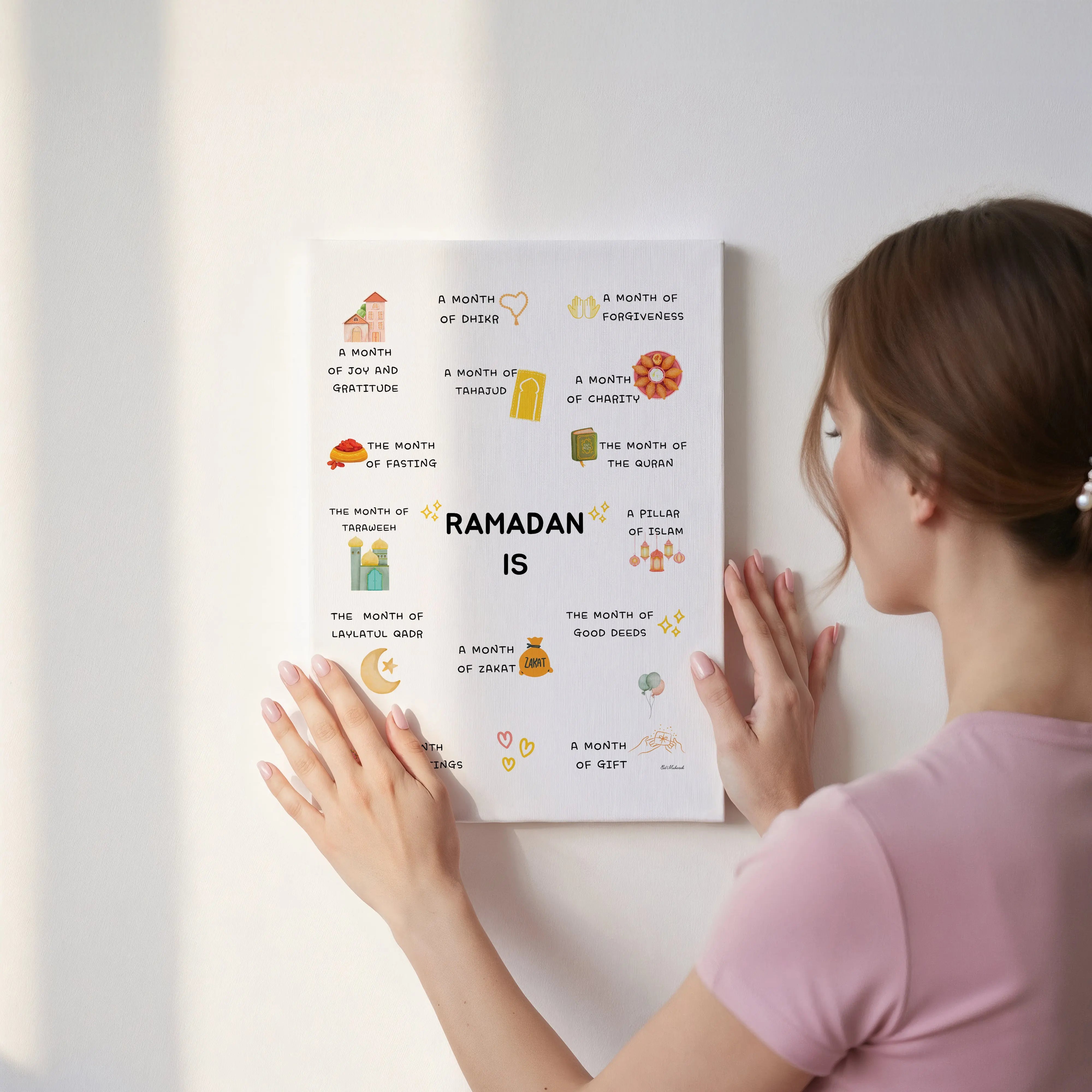 Ramadan Is – A Month of Blessings Wall Art | 4K Ultra Wrap Frame Islamic Ramadan Wall Art in Pakistan | IBRELIA™ IBRELIA