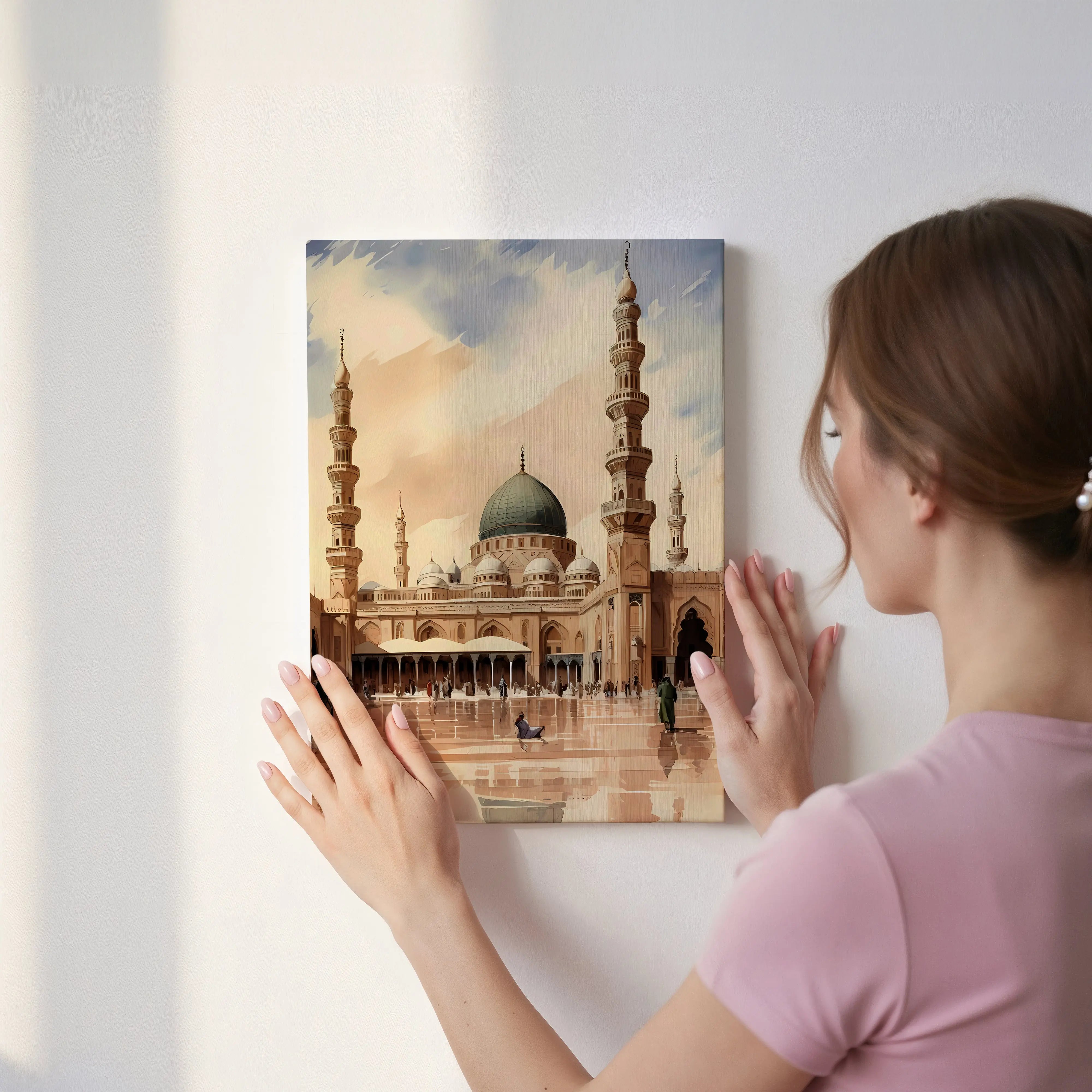 Masjid e Nabawi Courtyard Art – Madinah Serenity | 4K Ultra Wrap Frame Wall Art in Pakistan | IBRELIA™ IBRELIA