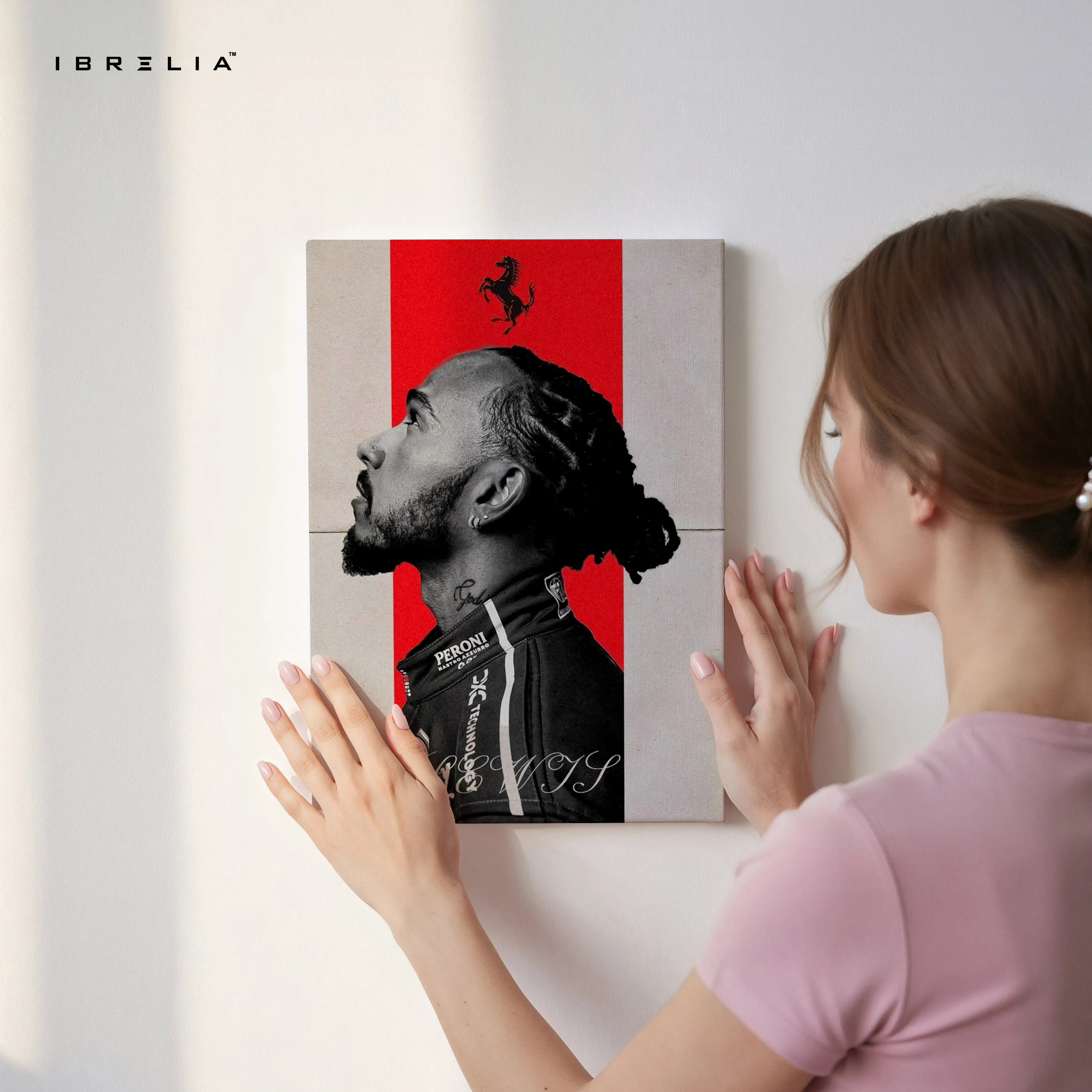 Lewis Hamilton Ferrari Wall Art – Formula 1 Racing Canvas Frame Pakistan | F1 Driver Poster | IBRELIA™ IBRELIA
