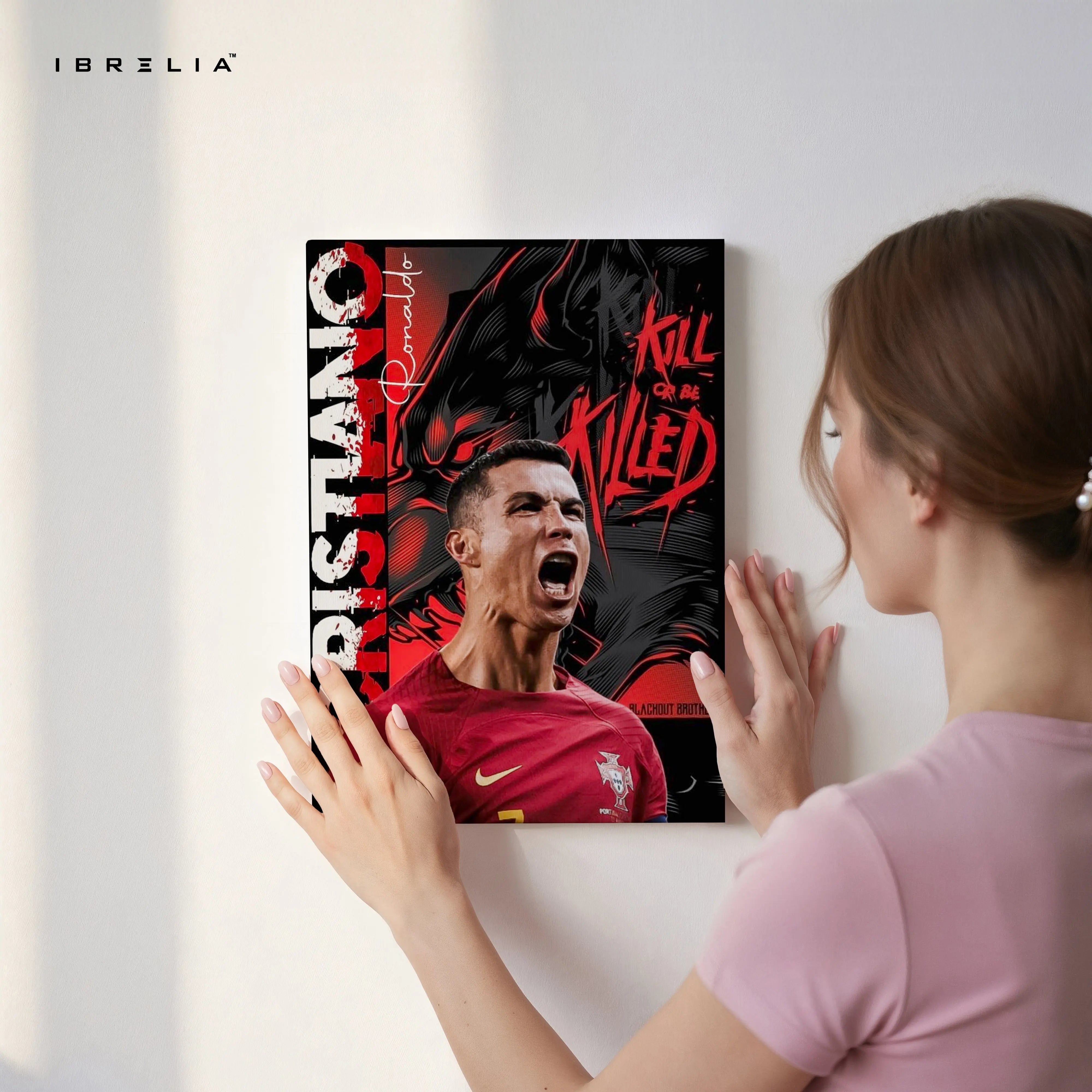 Cristiano Ronaldo Beast Mode Wall Art – CR7 Football Canvas Frame | Ronaldo Portugal Poster Pakistan | IBRELIA™ IBRELIA