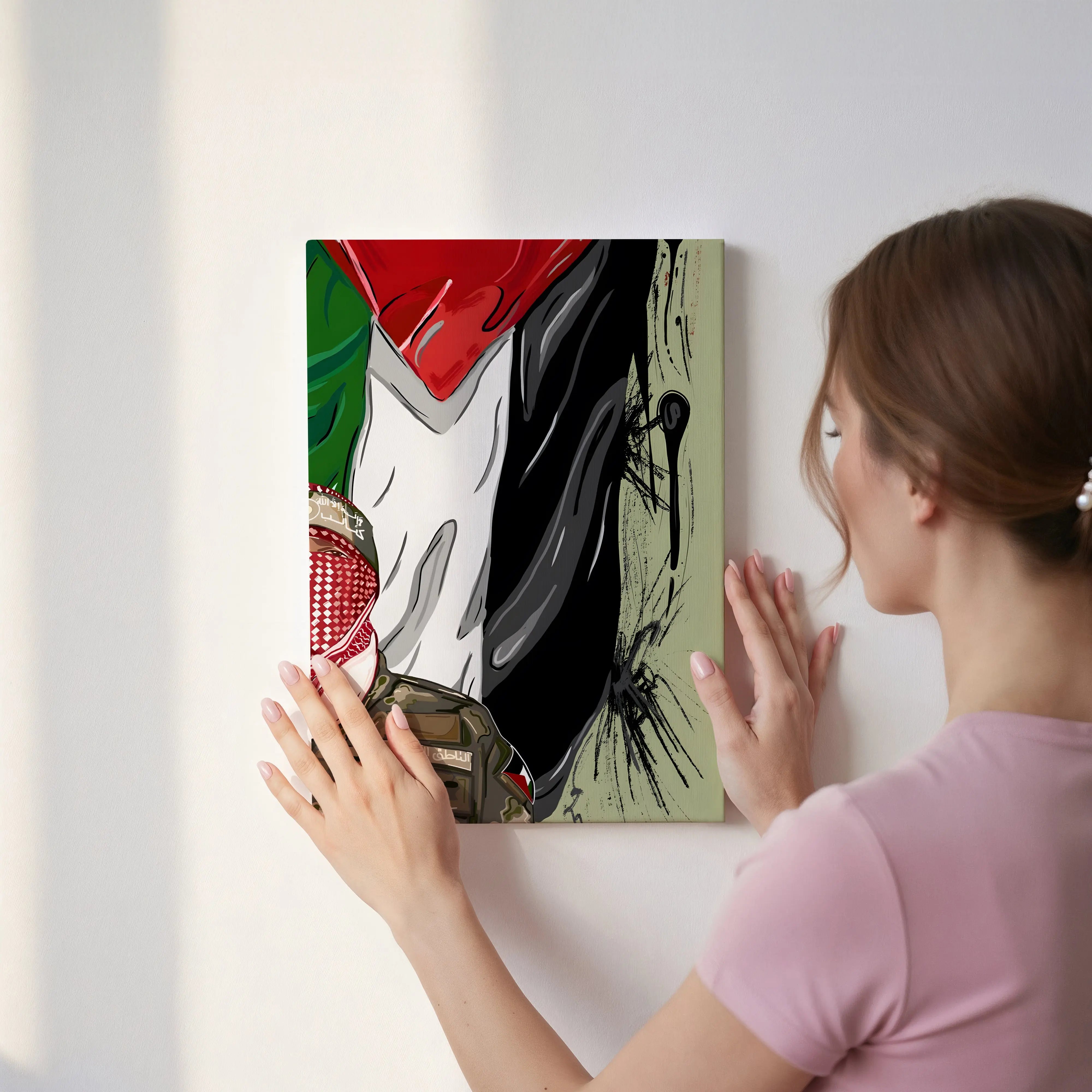 Palestine Resistance Art – Keffiyeh Soldier Graphic | 4K Ultra Wrap Frame Wall Art in Pakistan | IBRELIA™ IBRELIA