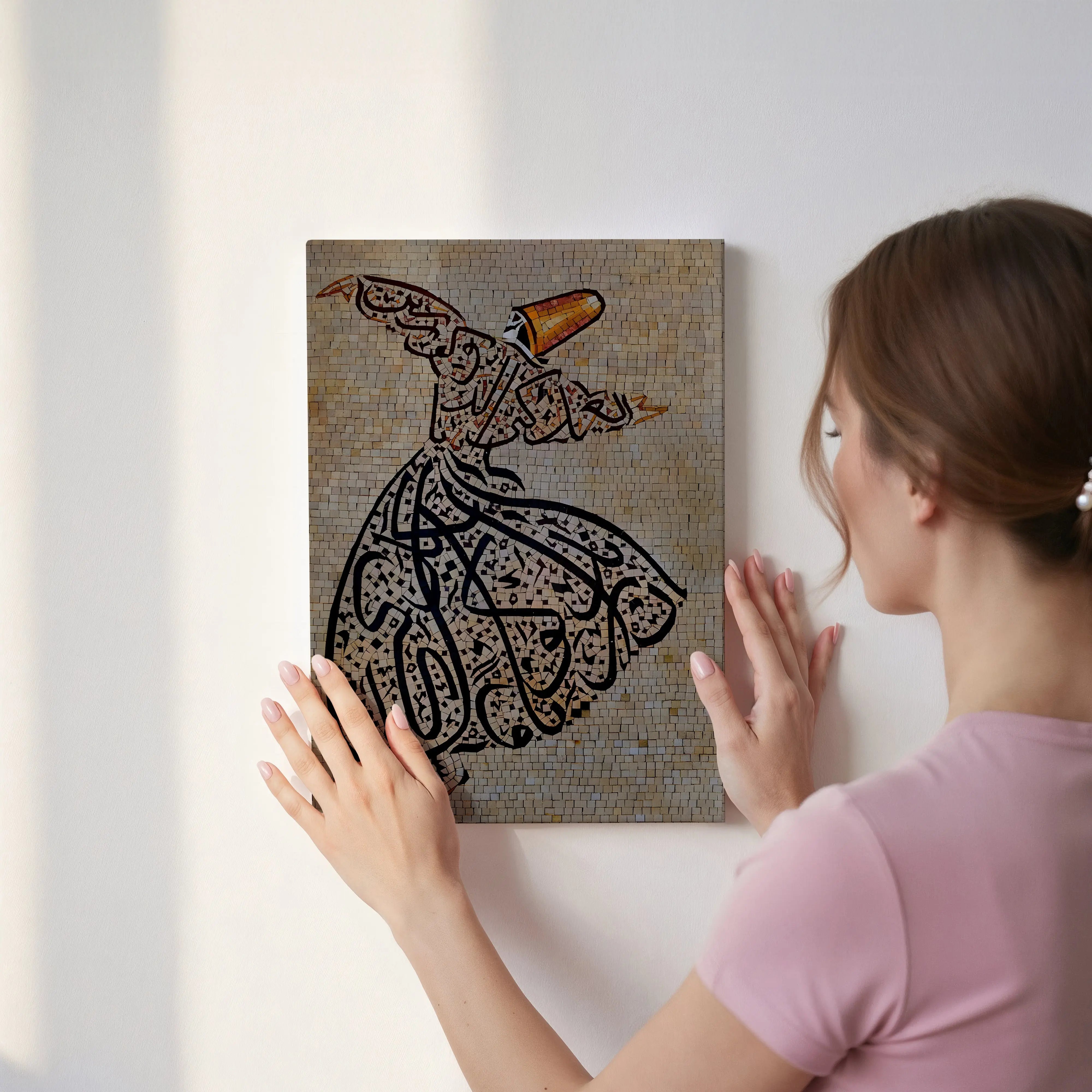 Whirling Dervish Mosaic Art – Sufi Spiritual Dance Wall Art | 4K Ultra Wrap Frame Wall Art in Pakistan | IBRELIA™ IBRELIA