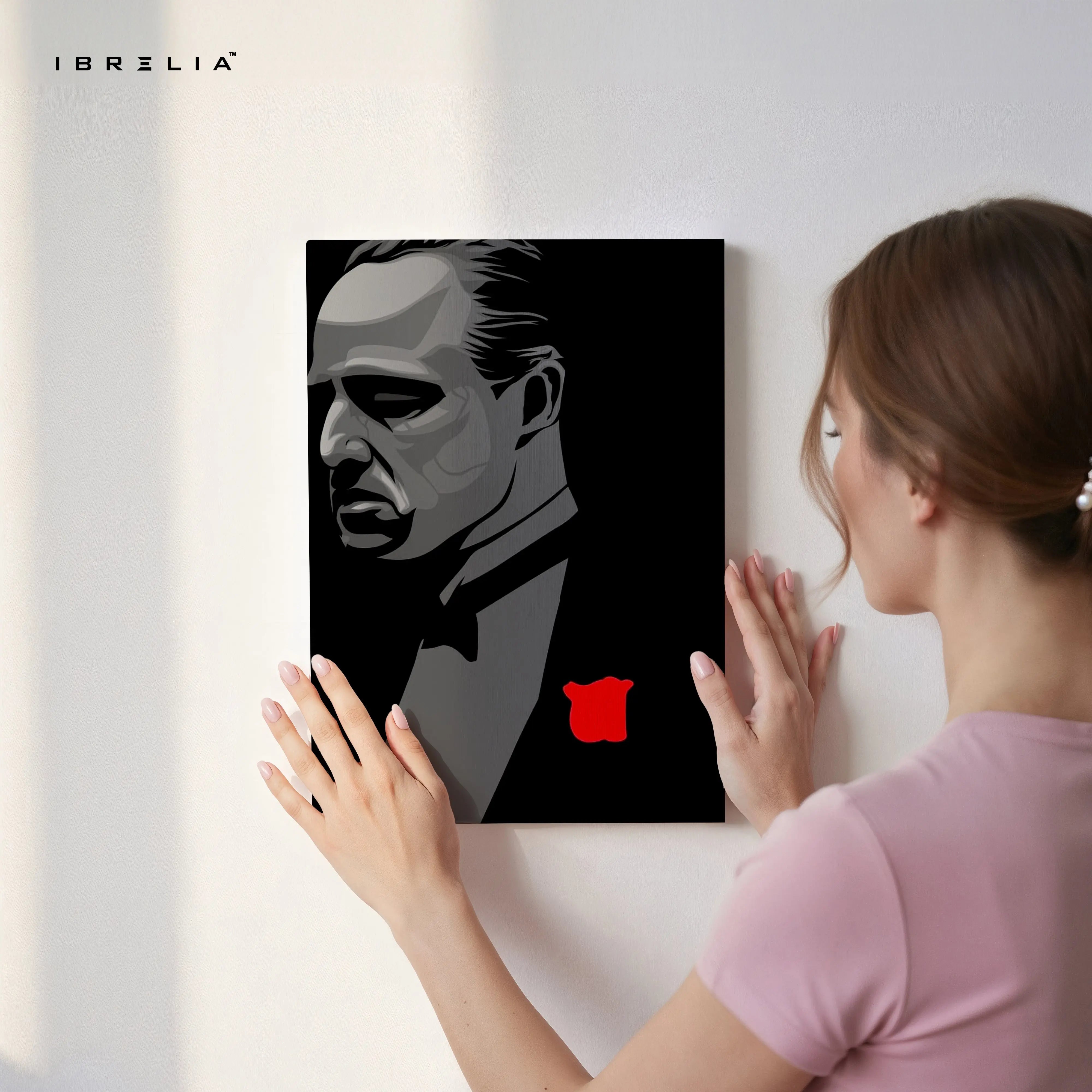 Godfather Minimal Portrait Wall Art – Don Vito Corleone Canvas Frame | Iconic Mafia Poster Pakistan | IBRELIA™ IBRELIA