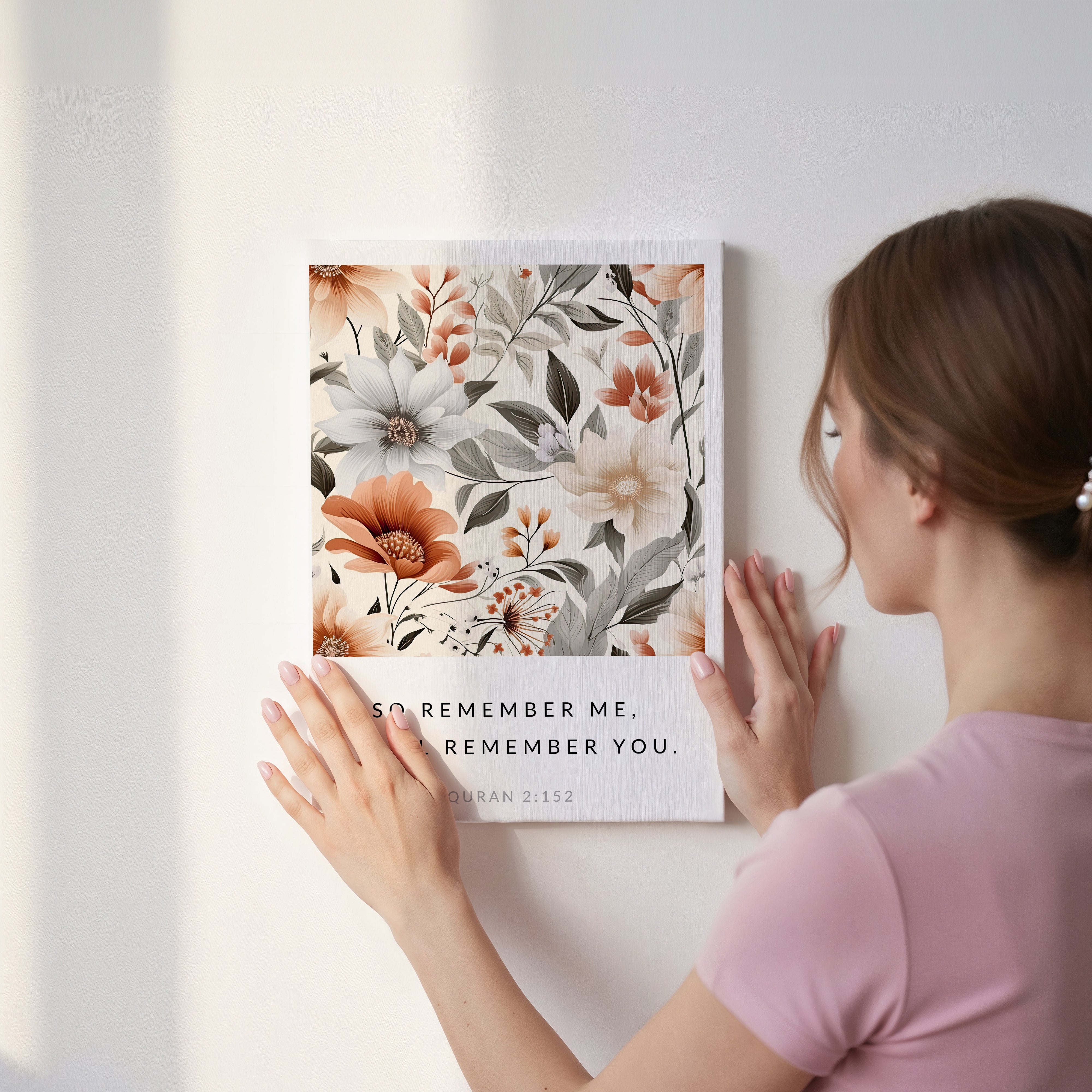 So Remember Me Islamic Wall Art – Quran 2:152 Floral Botanical Design | 4K Ultra Wrap Frame Wall Art in Pakistan | IBRELIA™