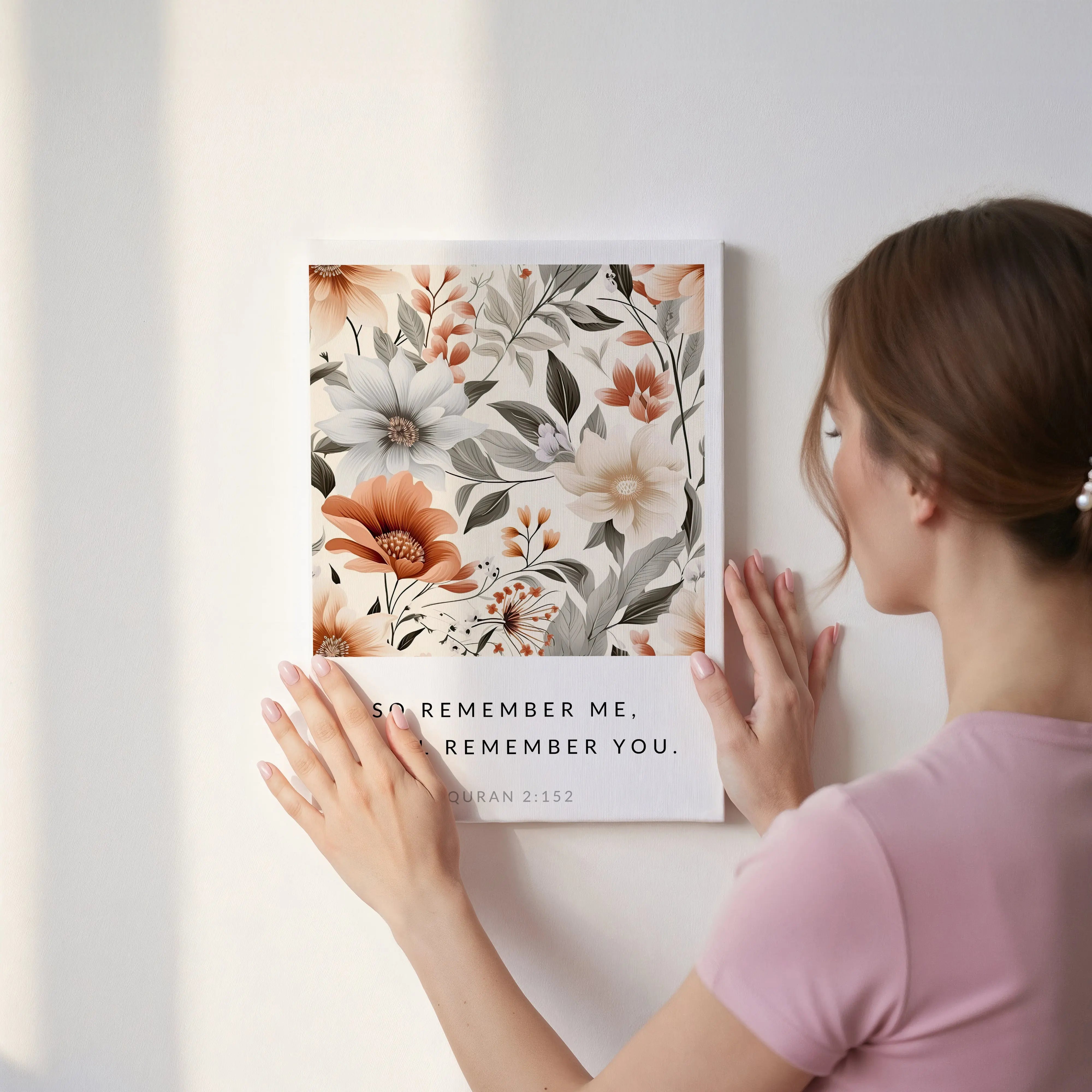 So Remember Me Islamic Wall Art – Quran 2:152 Floral Botanical Design | 4K Ultra Wrap Frame Wall Art in Pakistan | IBRELIA™ IBRELIA