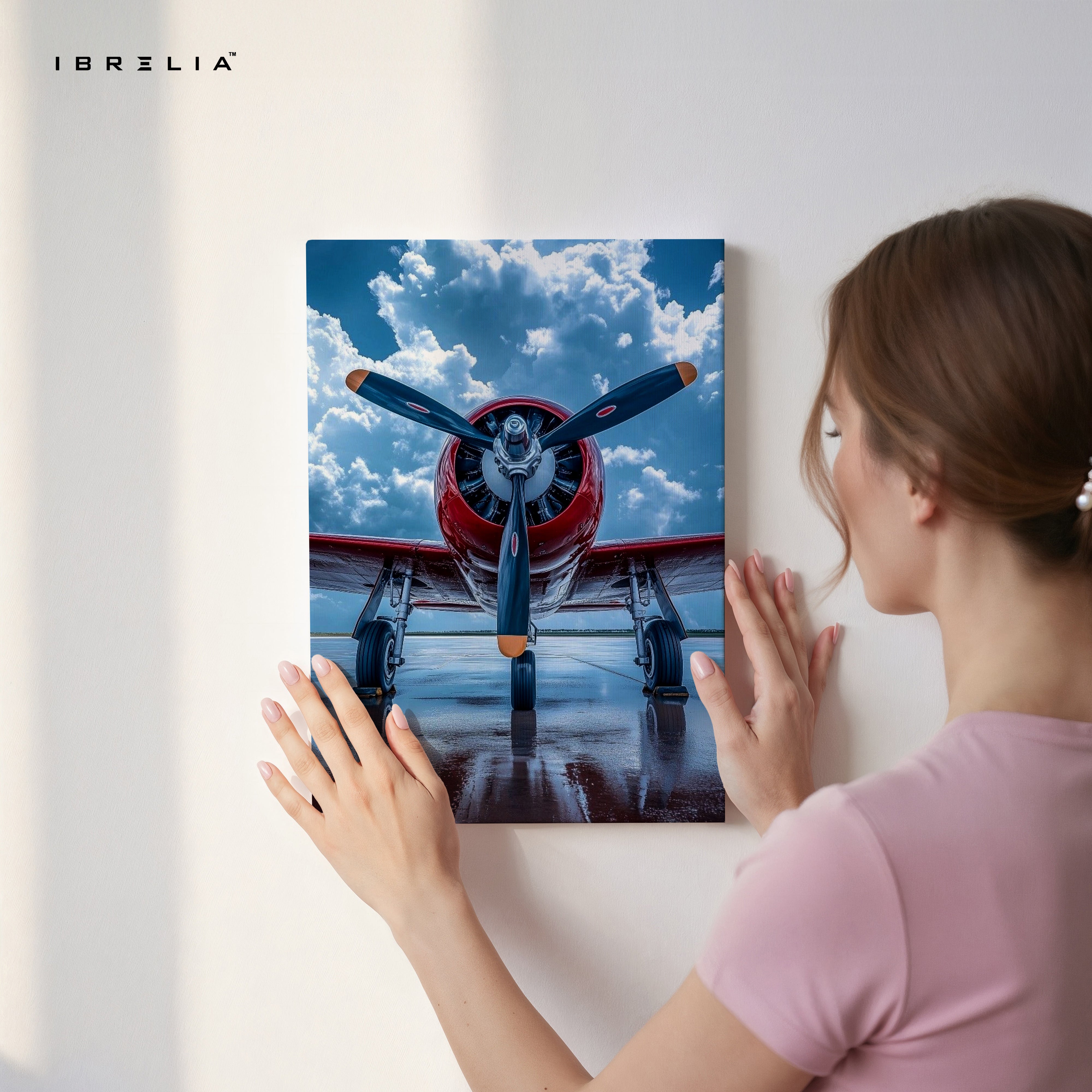 Vintage Propeller Aircraft Runway Wall Art – Classic Aviation Canvas Frame Pakistan | Airplane Poster | IBRELIA™ IBRELIA