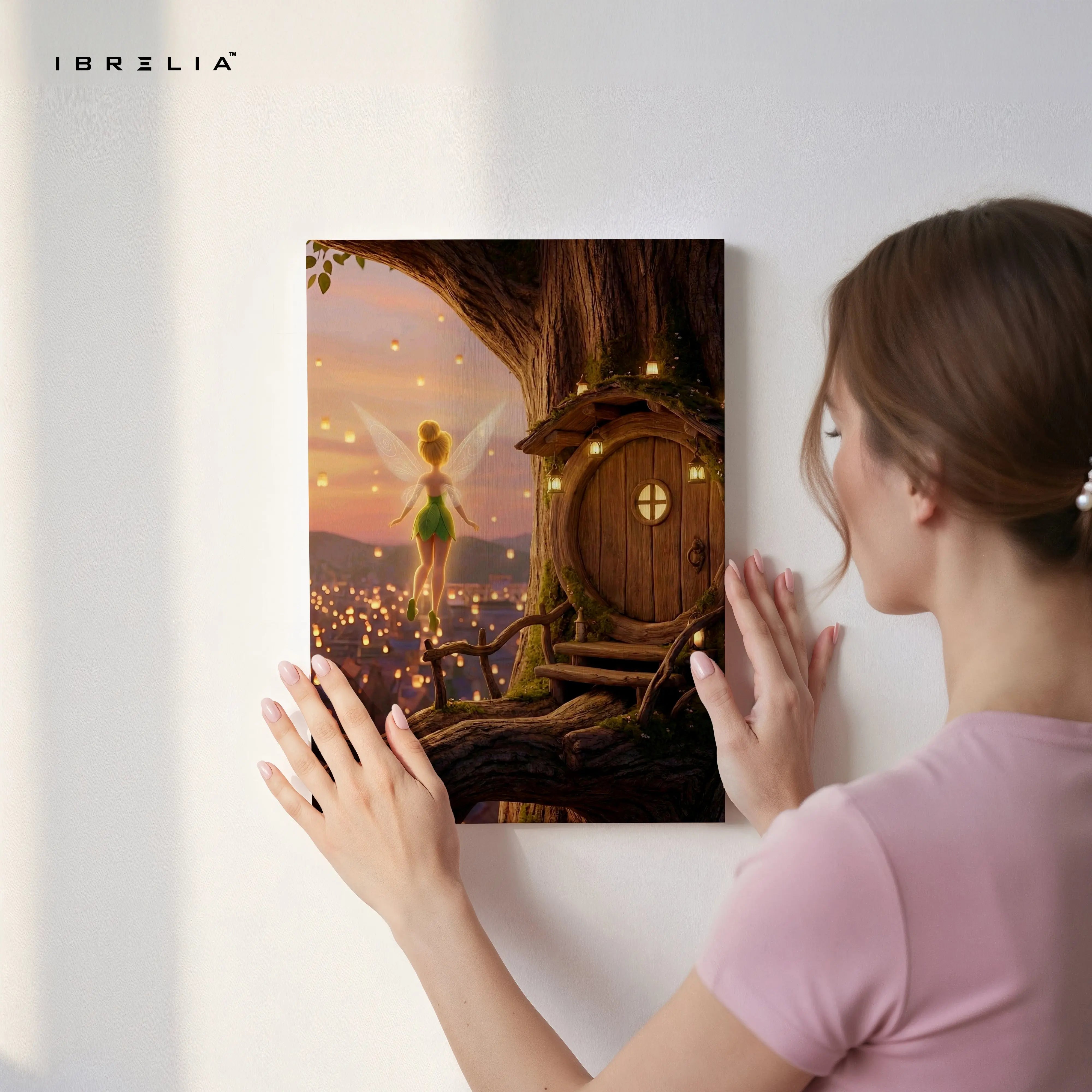 Fairy Treehouse Sunset Wall Art – Magical Fantasy Canvas Frame | Warm Aesthetic Dream Decor Pakistan | IBRELIA™ IBRELIA
