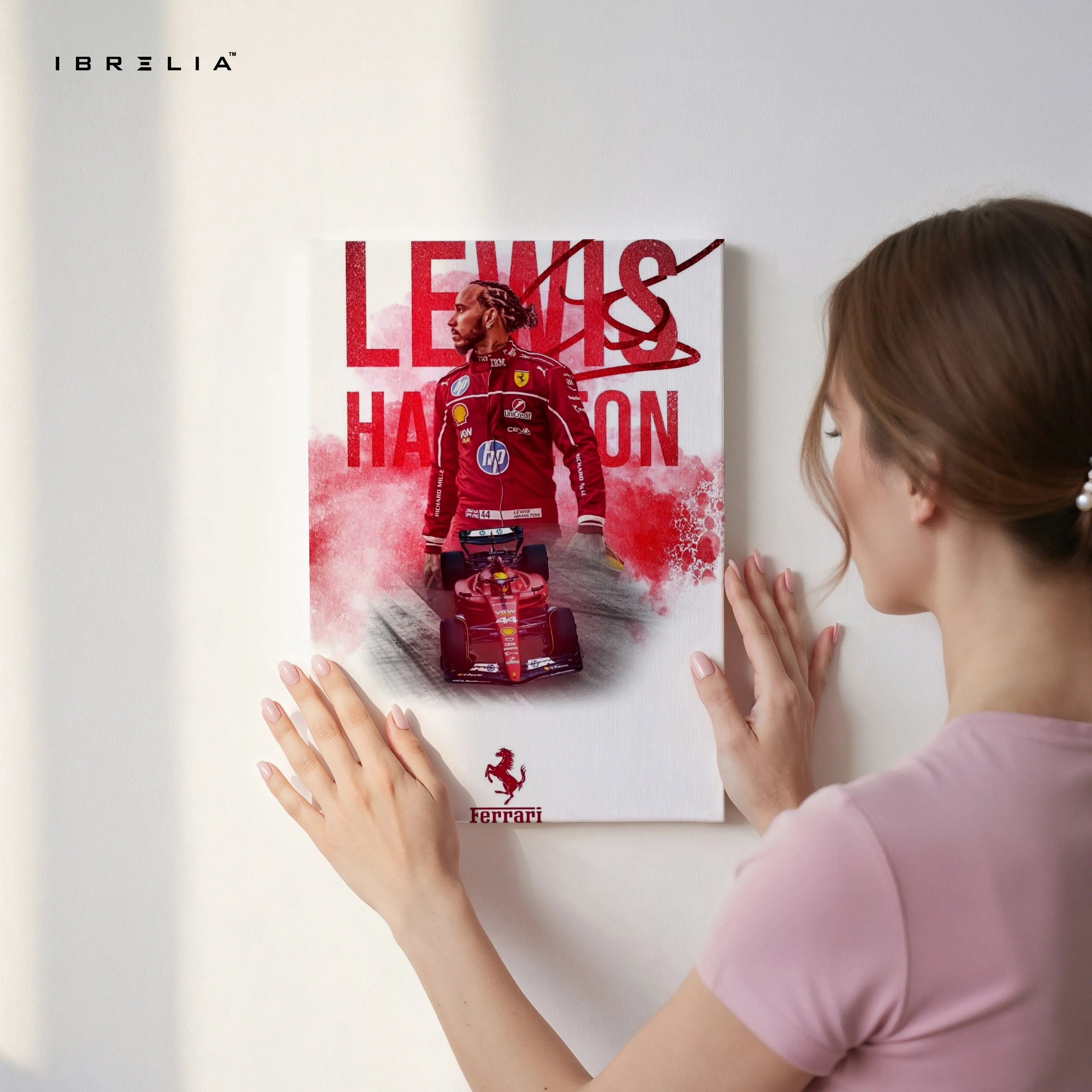 Lewis Hamilton Ferrari Legacy Wall Art – Formula 1 Racing Canvas Frame Pakistan | F1 Champion Poster | IBRELIA™ IBRELIA