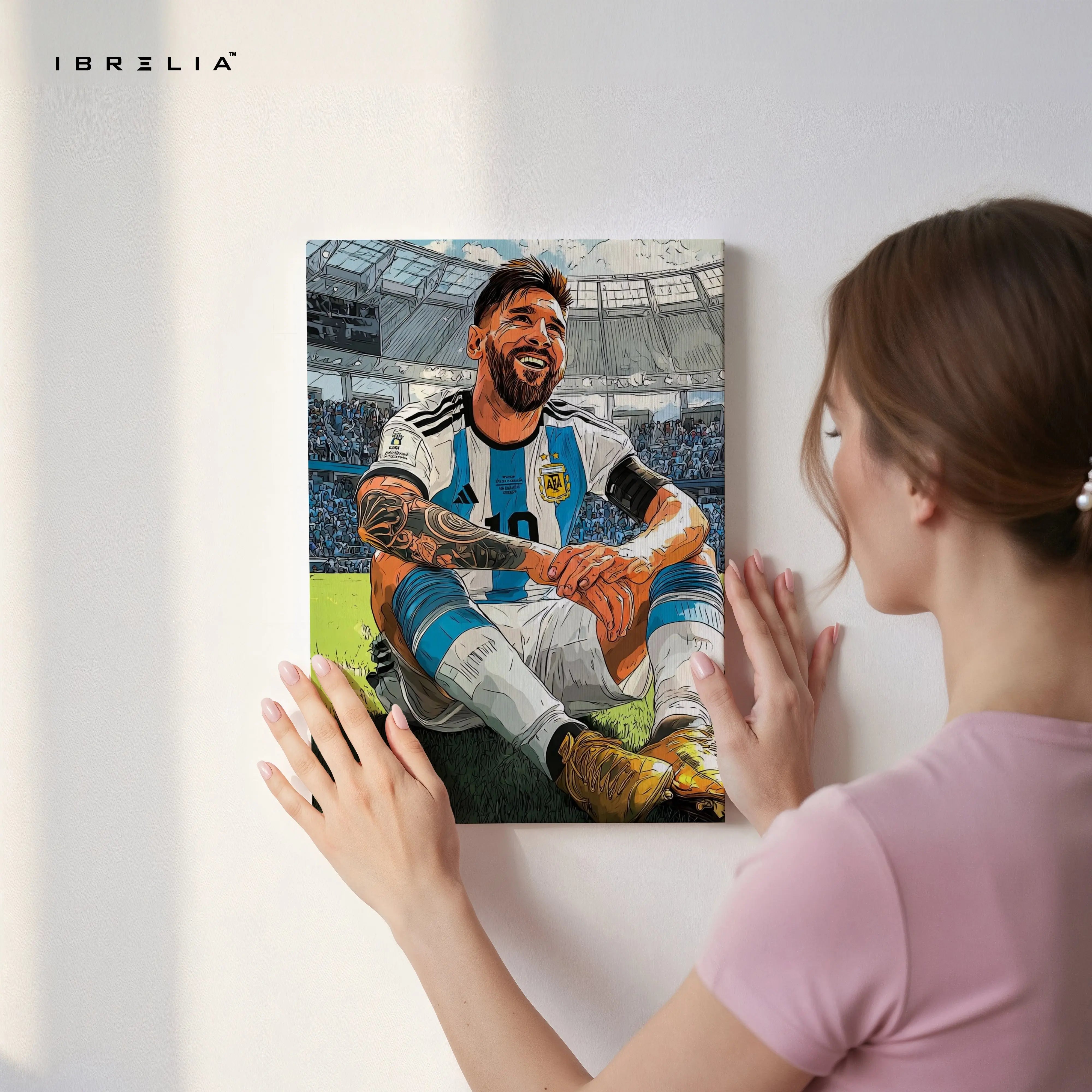 Lionel Messi Argentina Wall Art – World Champion Football Canvas Frame | Soccer Legend Poster Pakistan | IBRELIA™ IBRELIA