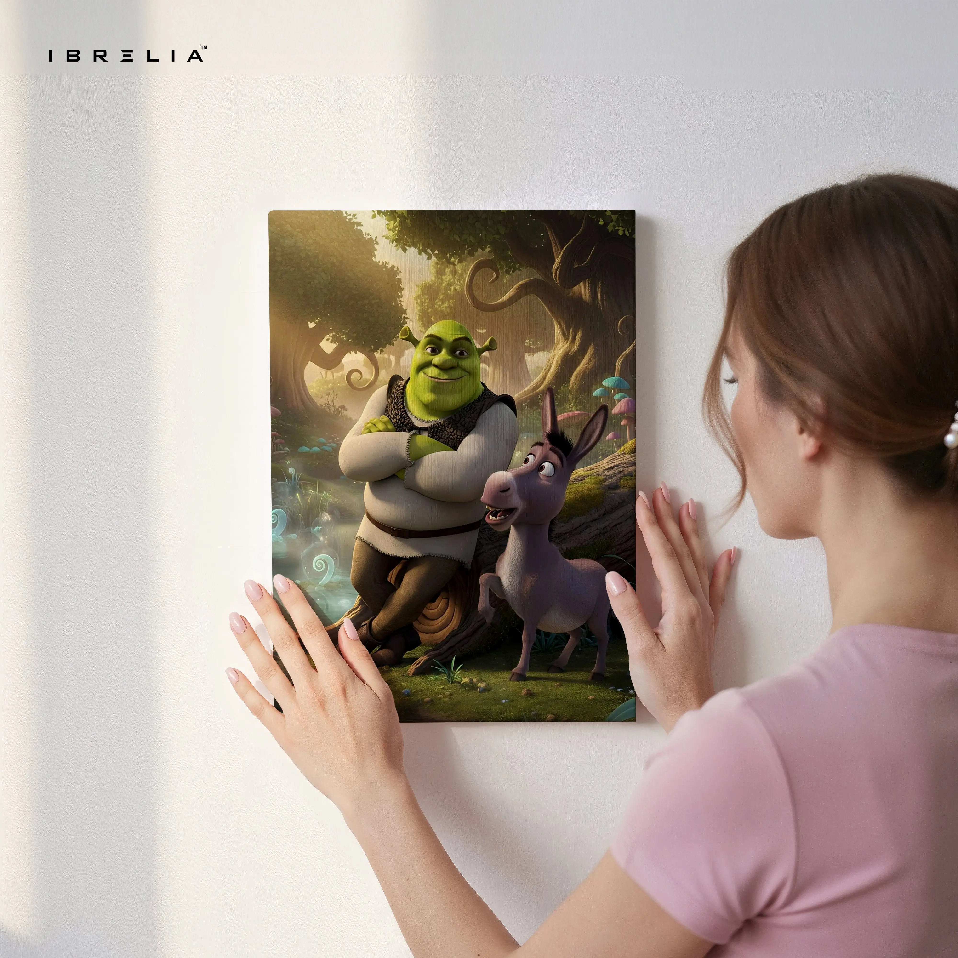 Ogre & Donkey Friendship Wall Art – Fantasy Humor Canvas Frame | Animated Duo Scene Decor Pakistan | IBRELIA™ IBRELIA