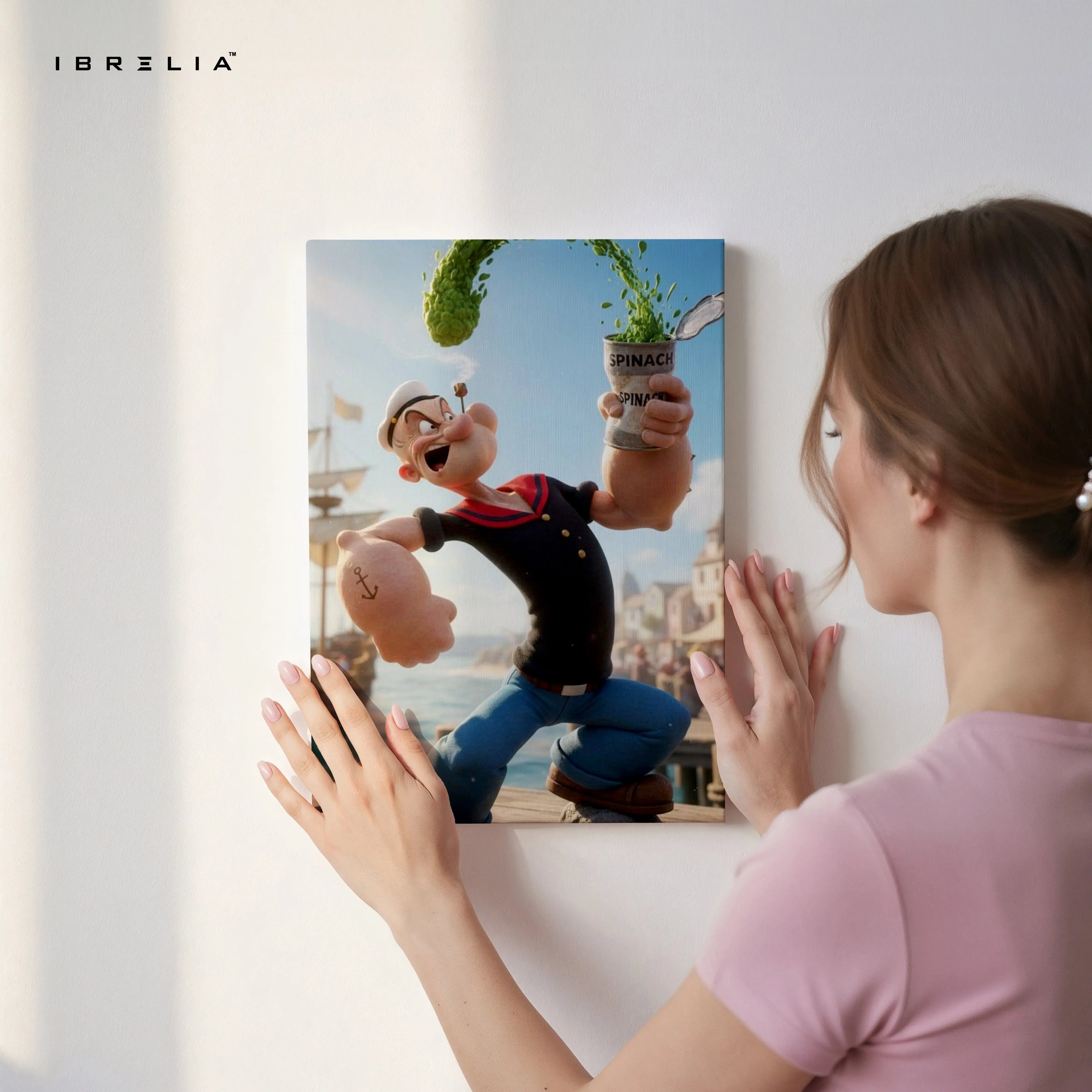Popeye Spinach Power Wall Art – Cartoon Action Canvas Frame | Classic Character Poster Pakistan | IBRELIA™ IBRELIA