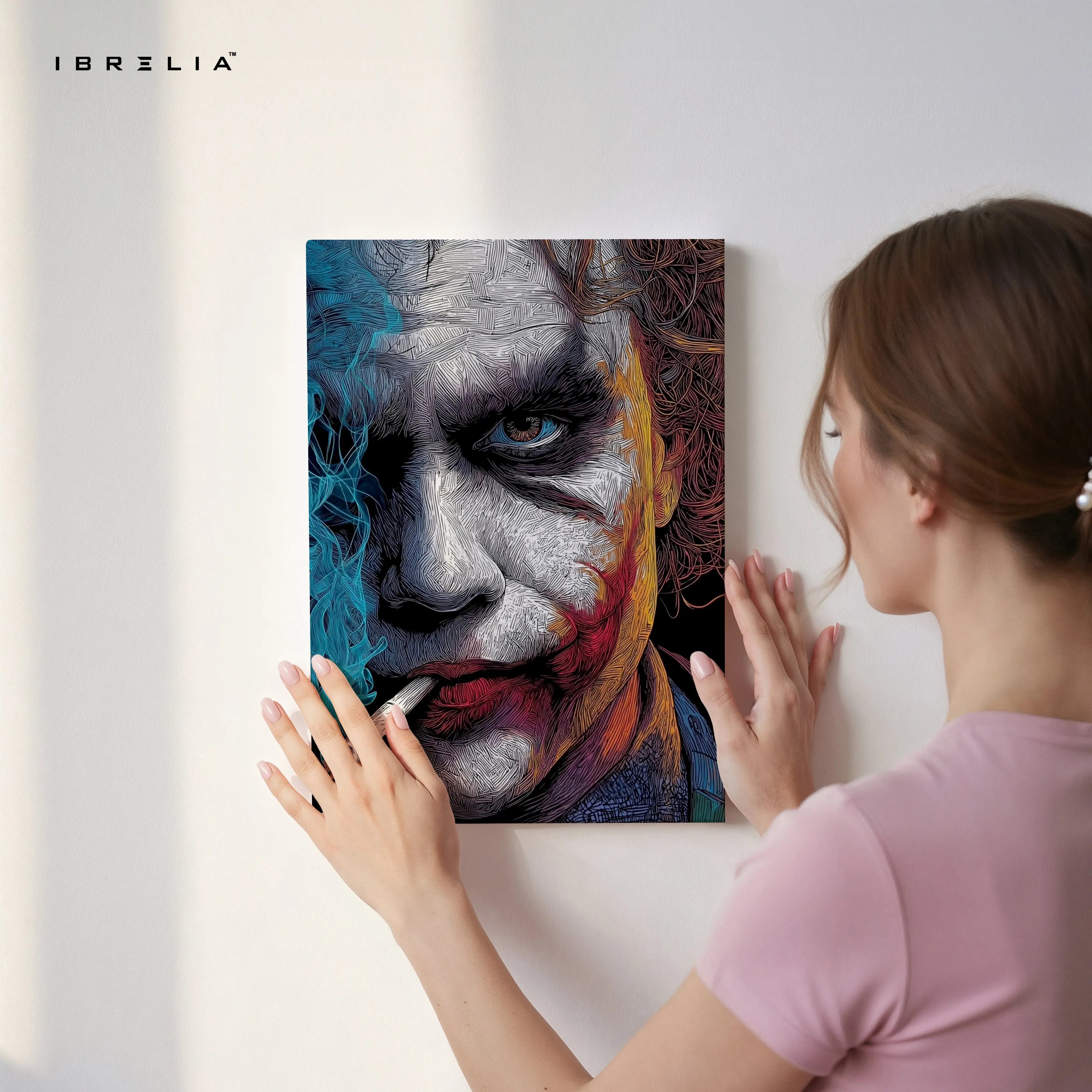 Joker Abstract Portrait Wall Art – Dark Villain Canvas Frame | Artistic Street Style Poster Pakistan | IBRELIA™ IBRELIA