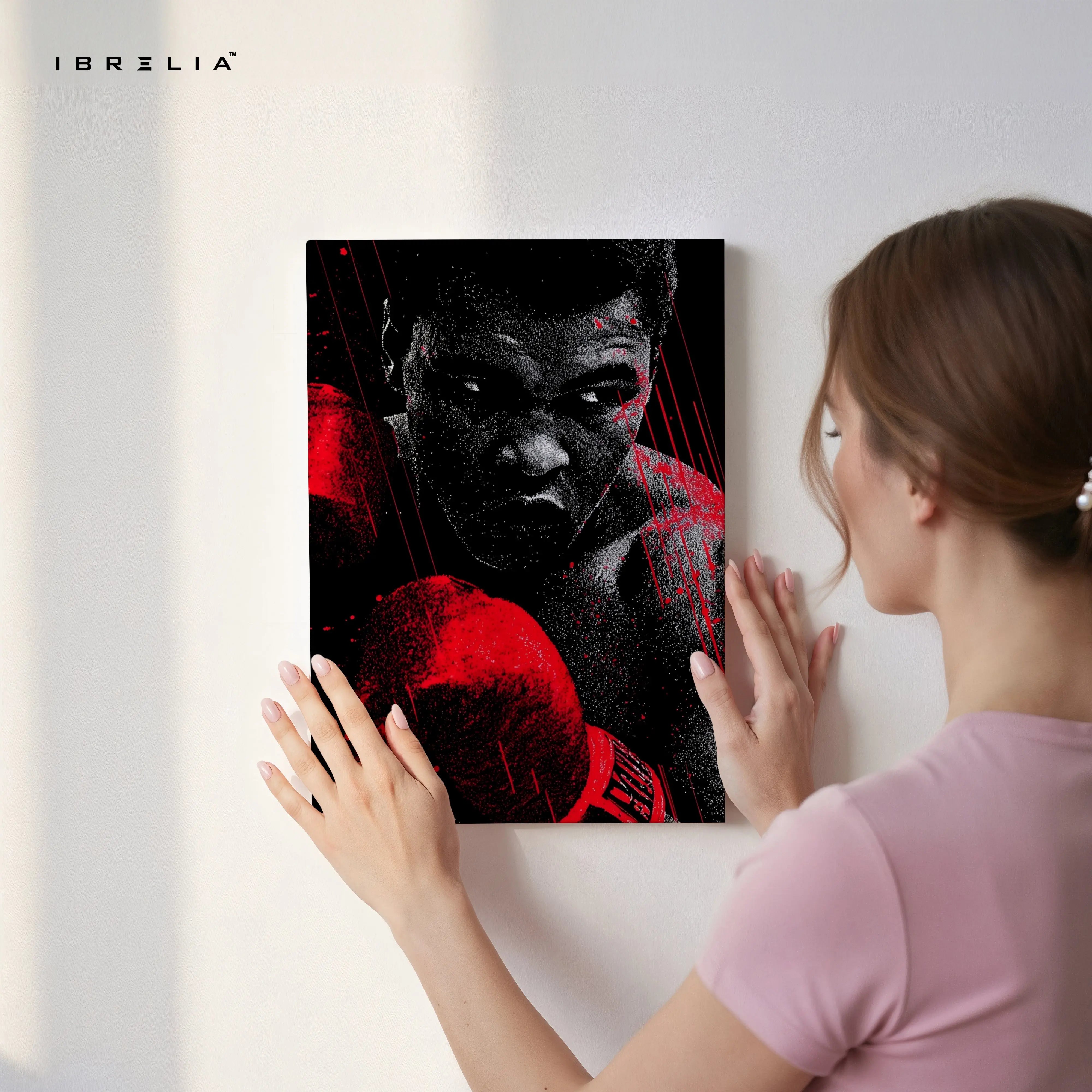 Boxing Champion Wall Art – Red Glove Power Canvas Frame | Fighter Motivation Poster Pakistan | IBRELIA™ IBRELIA