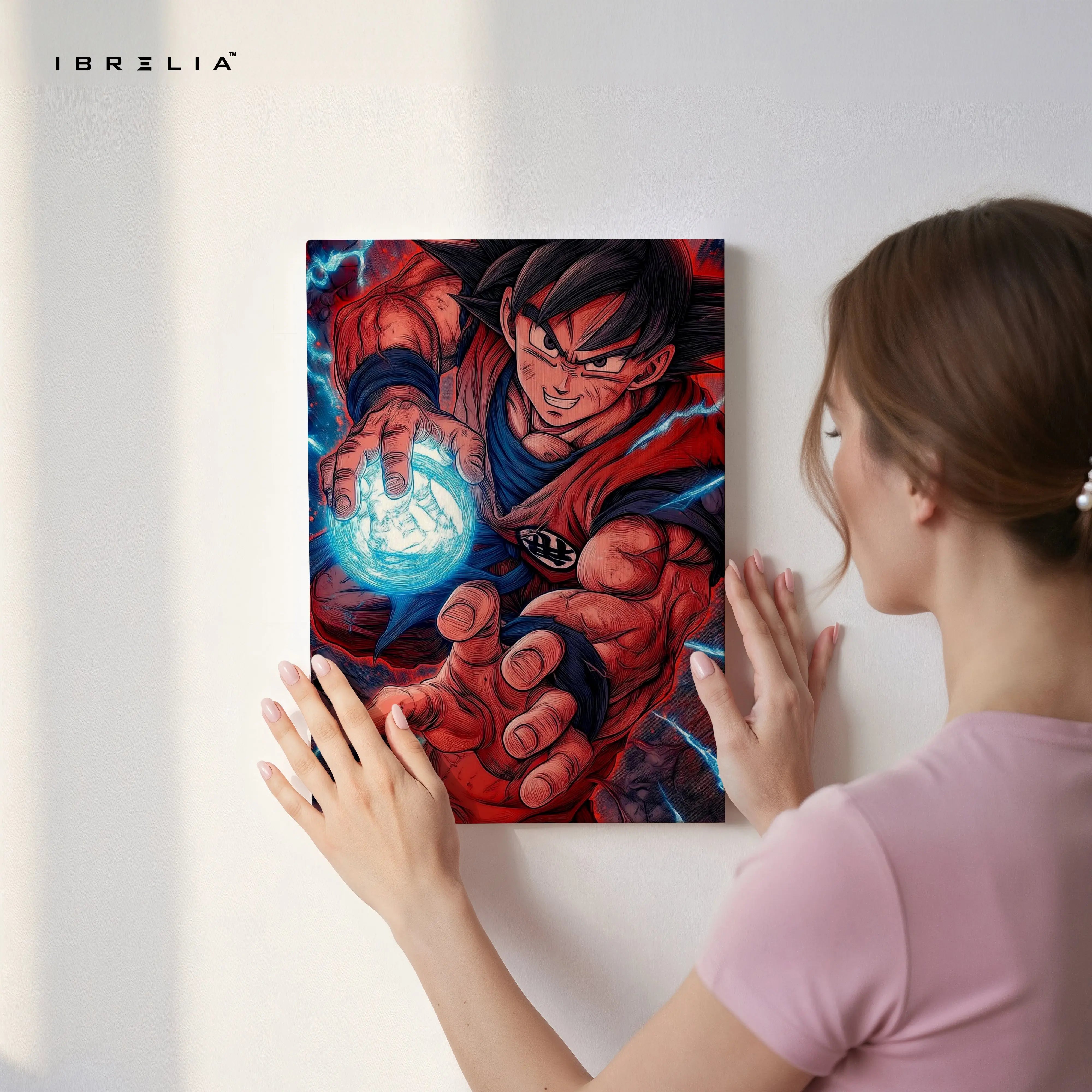 Goku Kamehameha Wall Art – Dragon Ball Anime Canvas Frame | Goku Power Poster Pakistan | IBRELIA™ IBRELIA