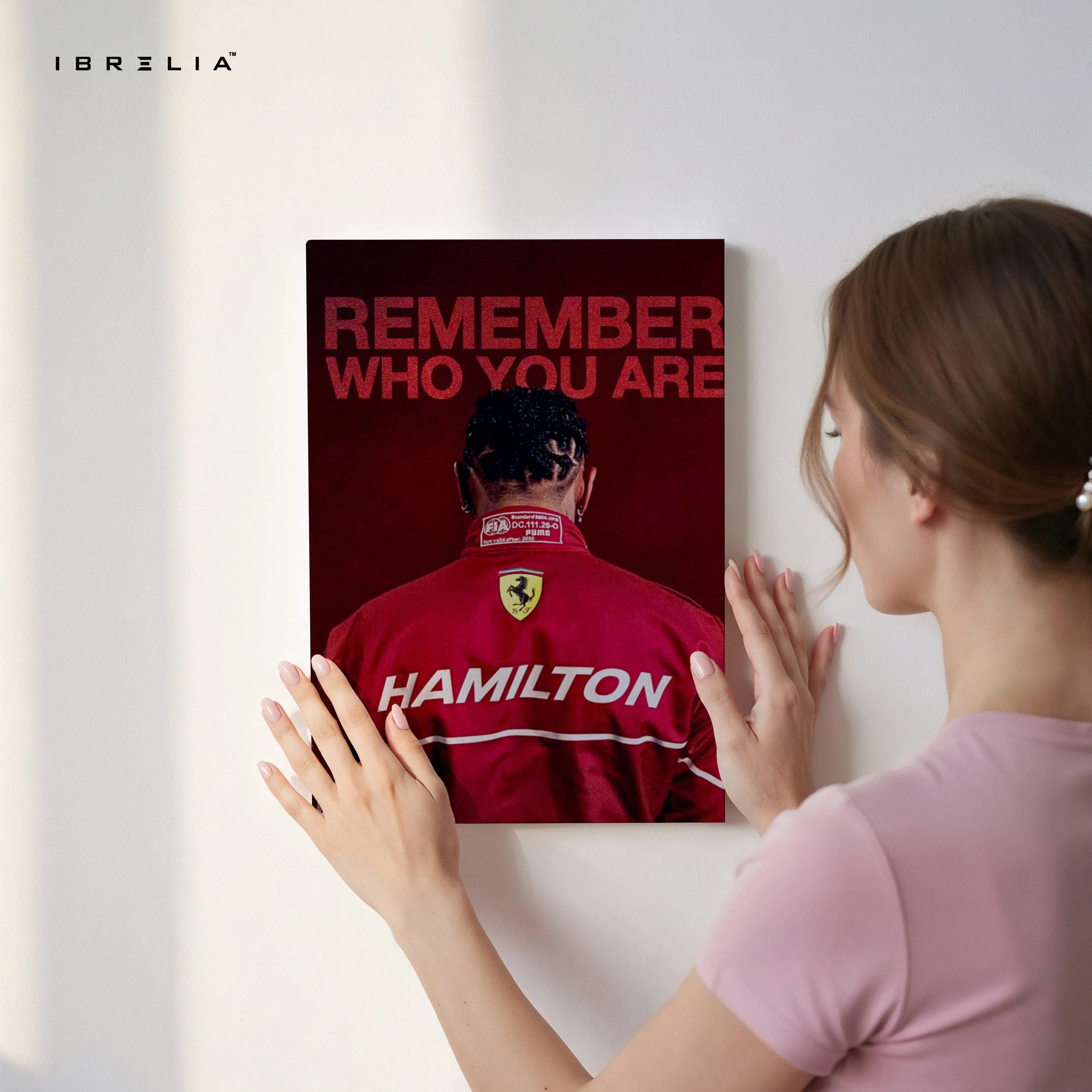 Hamilton Ferrari Legacy Wall Art – Formula 1 Motivation Canvas Frame | Racing Quote Poster Pakistan | IBRELIA™ IBRELIA