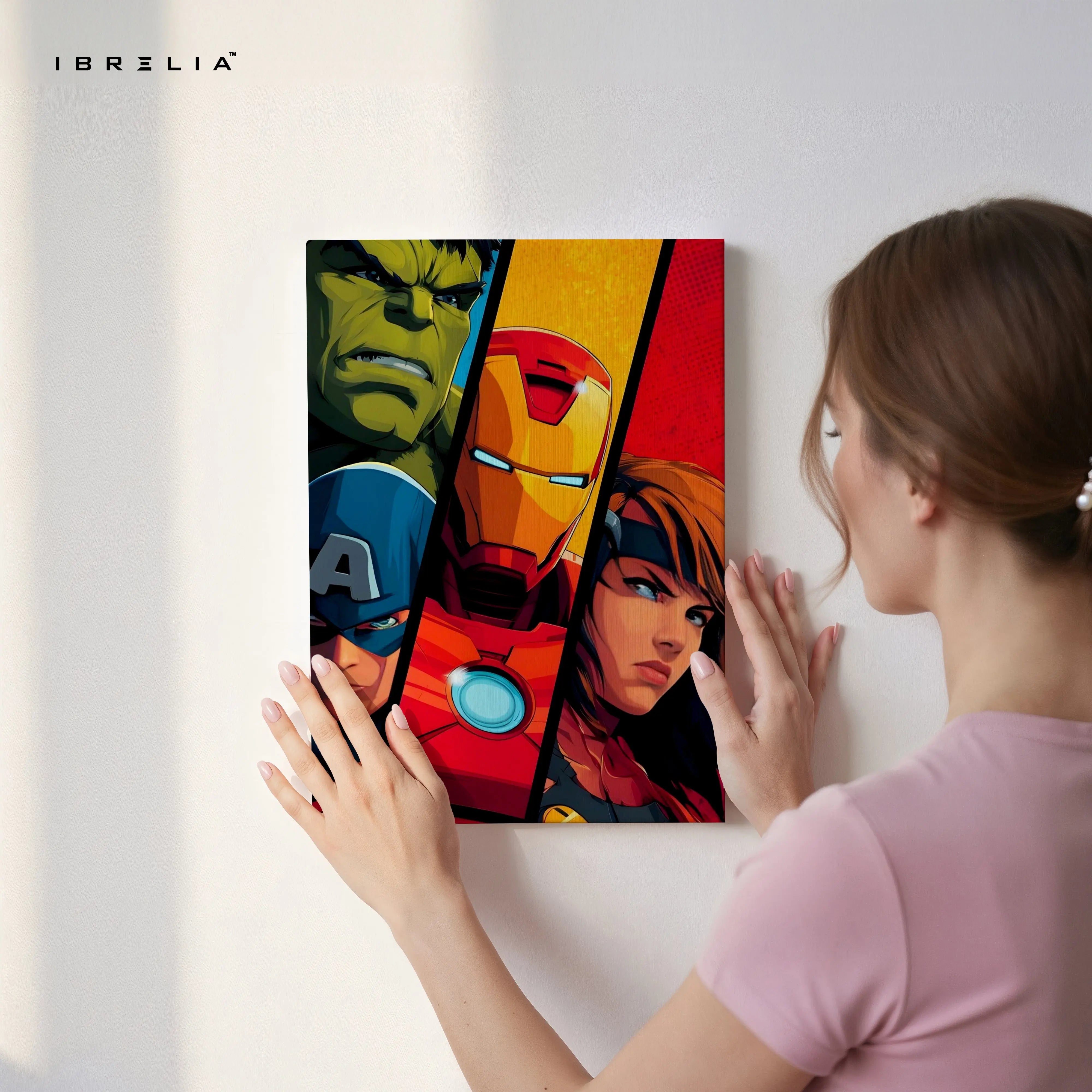 Avengers Split Wall Art – Marvel Superhero Canvas Frame | Iron Man Captain America Hulk Poster Pakistan | IBRELIA™ IBRELIA