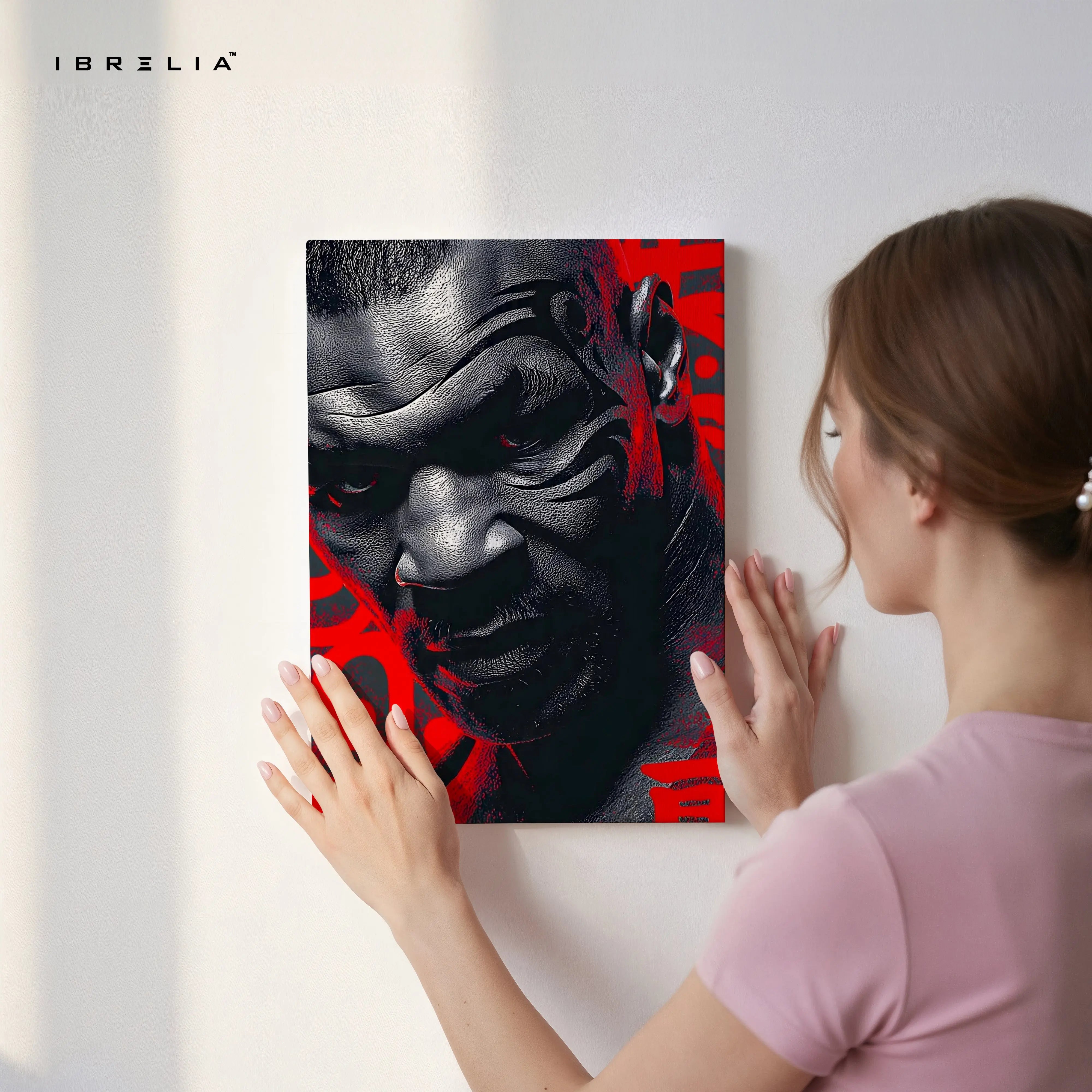 Mike Tyson Portrait Wall Art – Boxing Legend Canvas Frame | Red Black Fighter Poster Pakistan | IBRELIA™ IBRELIA