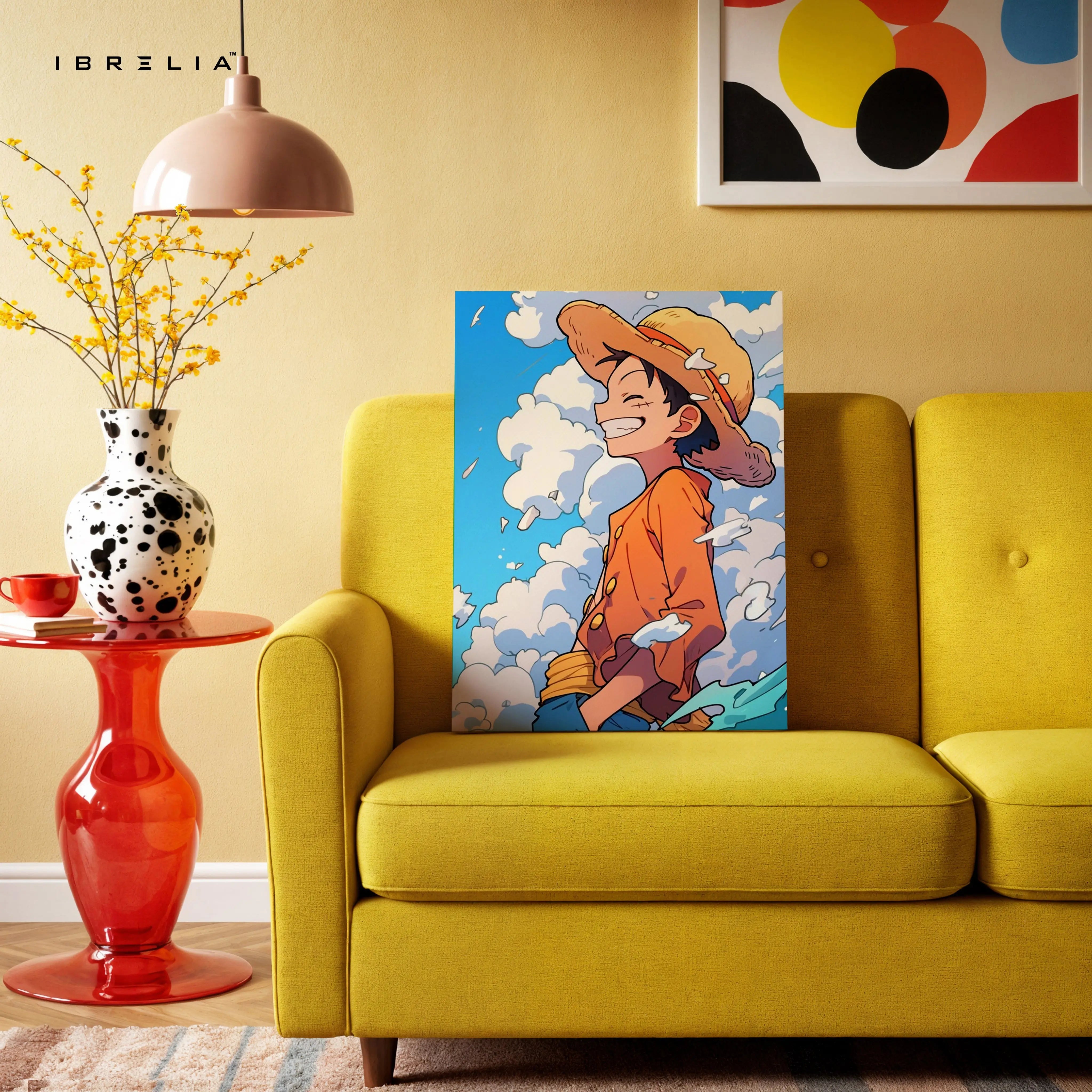 Monkey D. Luffy Smile Wall Art – One Piece Anime Canvas Frame | Luffy Straw Hat Poster Pakistan | IBRELIA™ IBRELIA