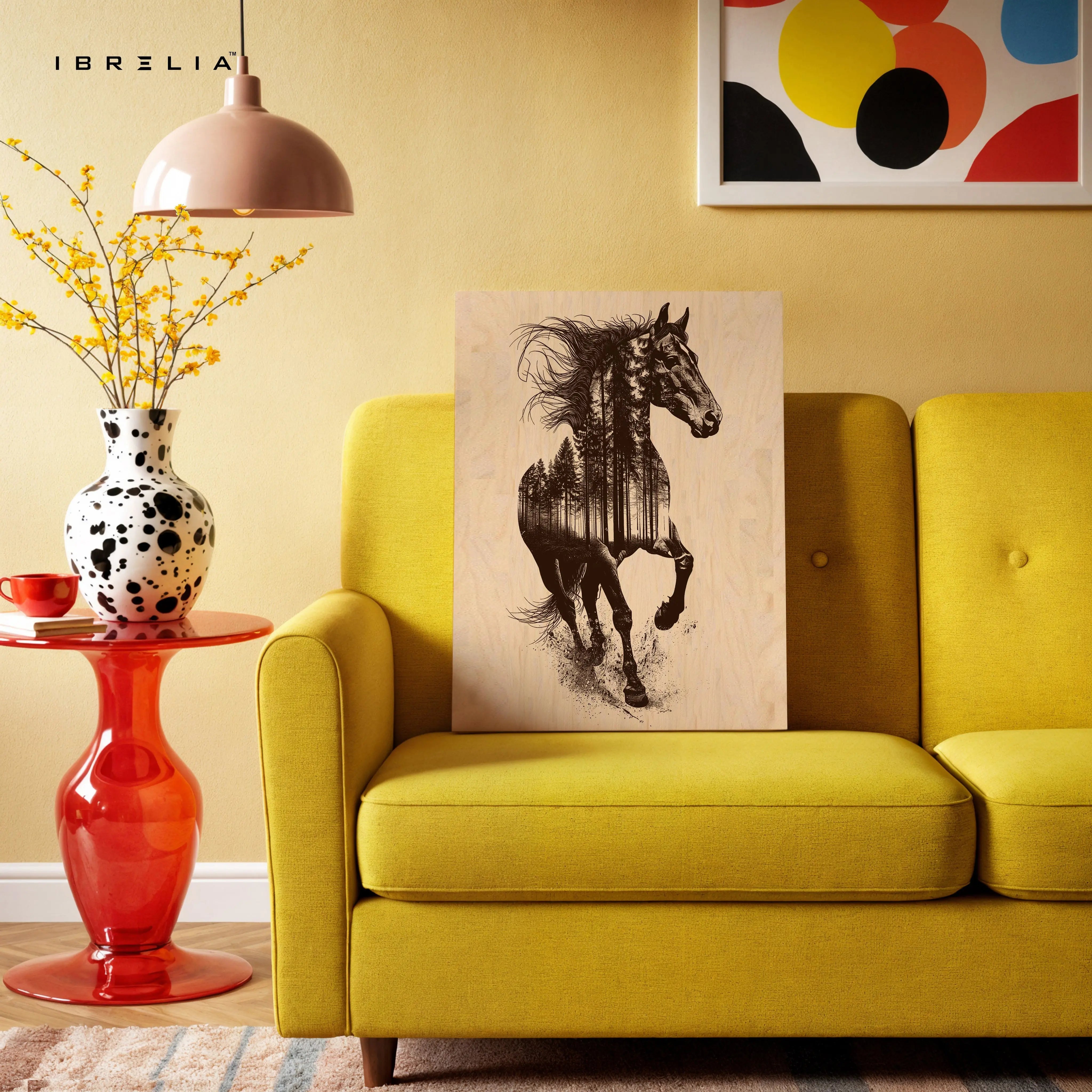 Forest Spirit Stallion Art – Double Exposure Horse Nature Wall Art | 4K Ultra Wrap Frame Wall Art in Pakistan | IBRELIA™ IBRELIA