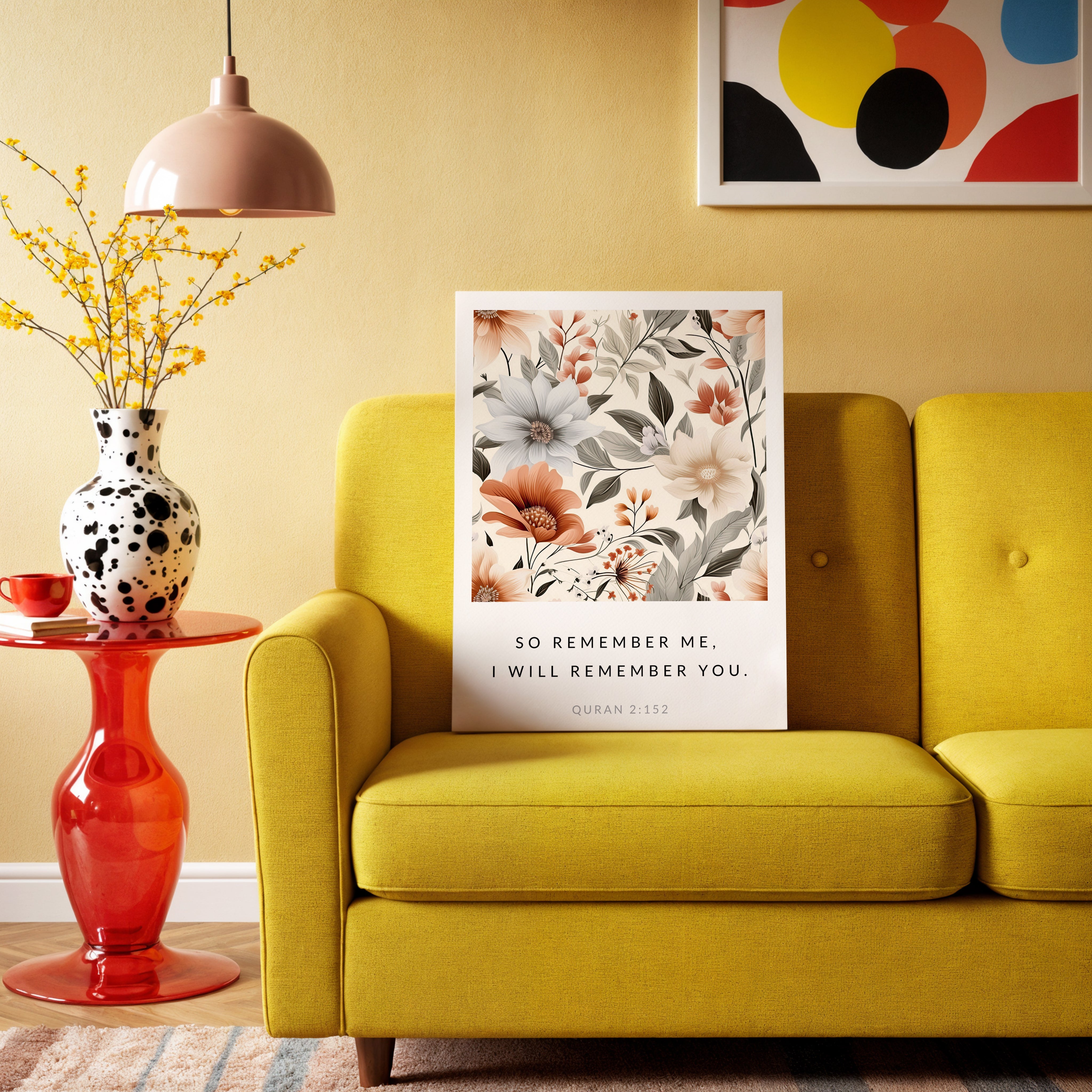 So Remember Me Islamic Wall Art – Quran 2:152 Floral Botanical Design | 4K Ultra Wrap Frame Wall Art in Pakistan | IBRELIA™