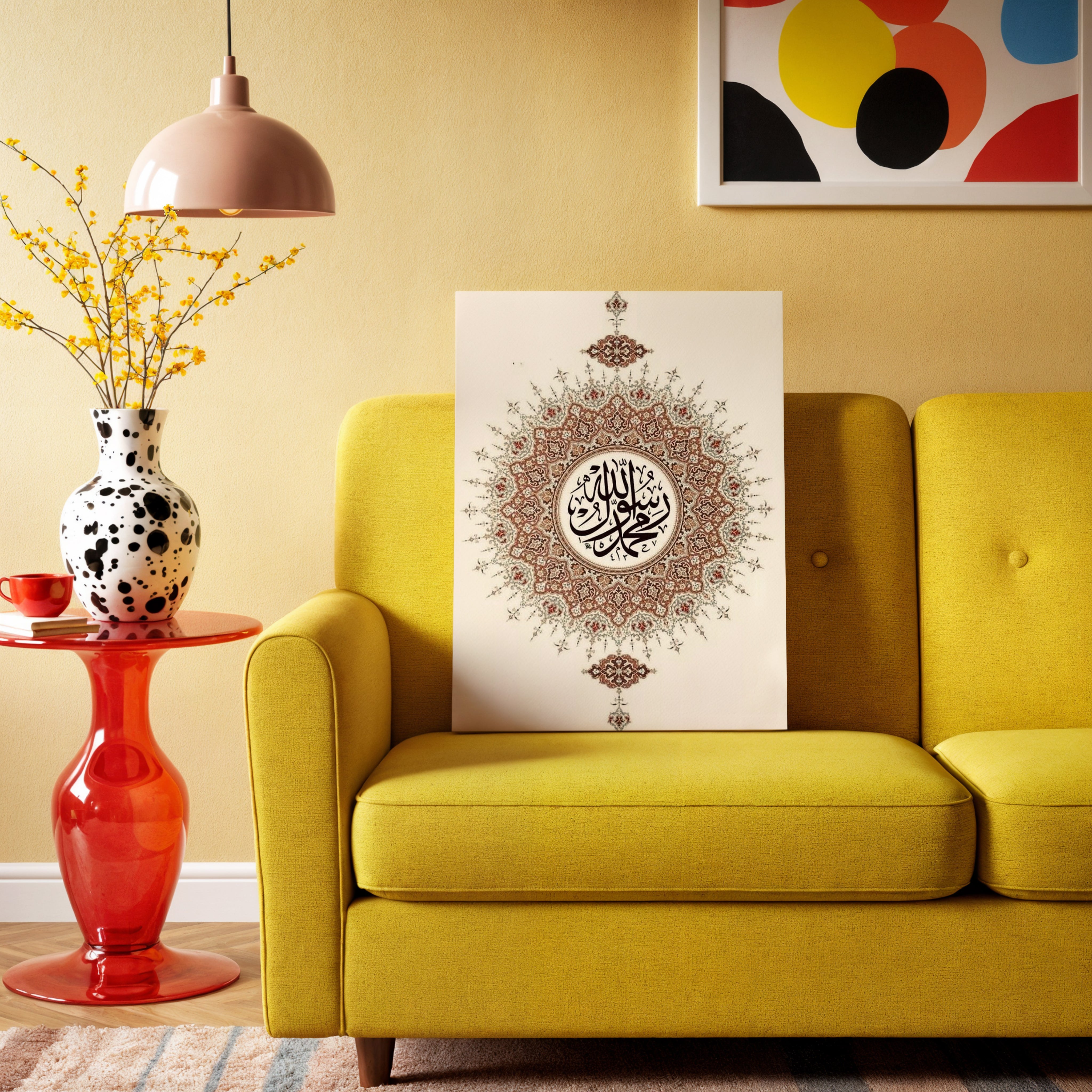 Allah & Muhammad Sacred Mandala Art – Islamic Calligraphy Wall Art | 4K Ultra Wrap Frame Wall Art in Pakistan | IBRELIA™