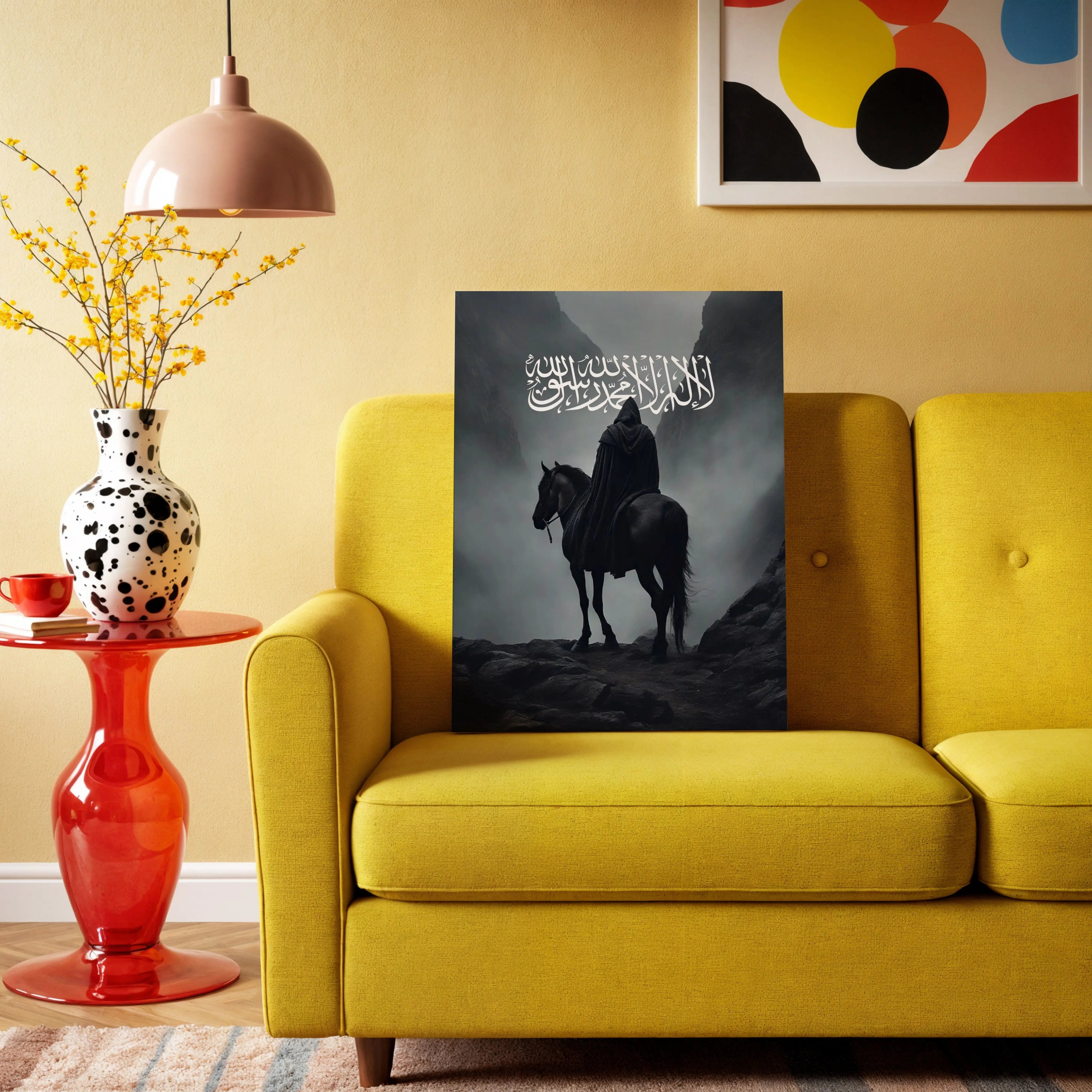 Shahada Rider Wall Art – Islamic Warrior Silhouette | 4K Ultra Wrap Frame Wall Art in Pakistan | IBRELIA™ IBRELIA