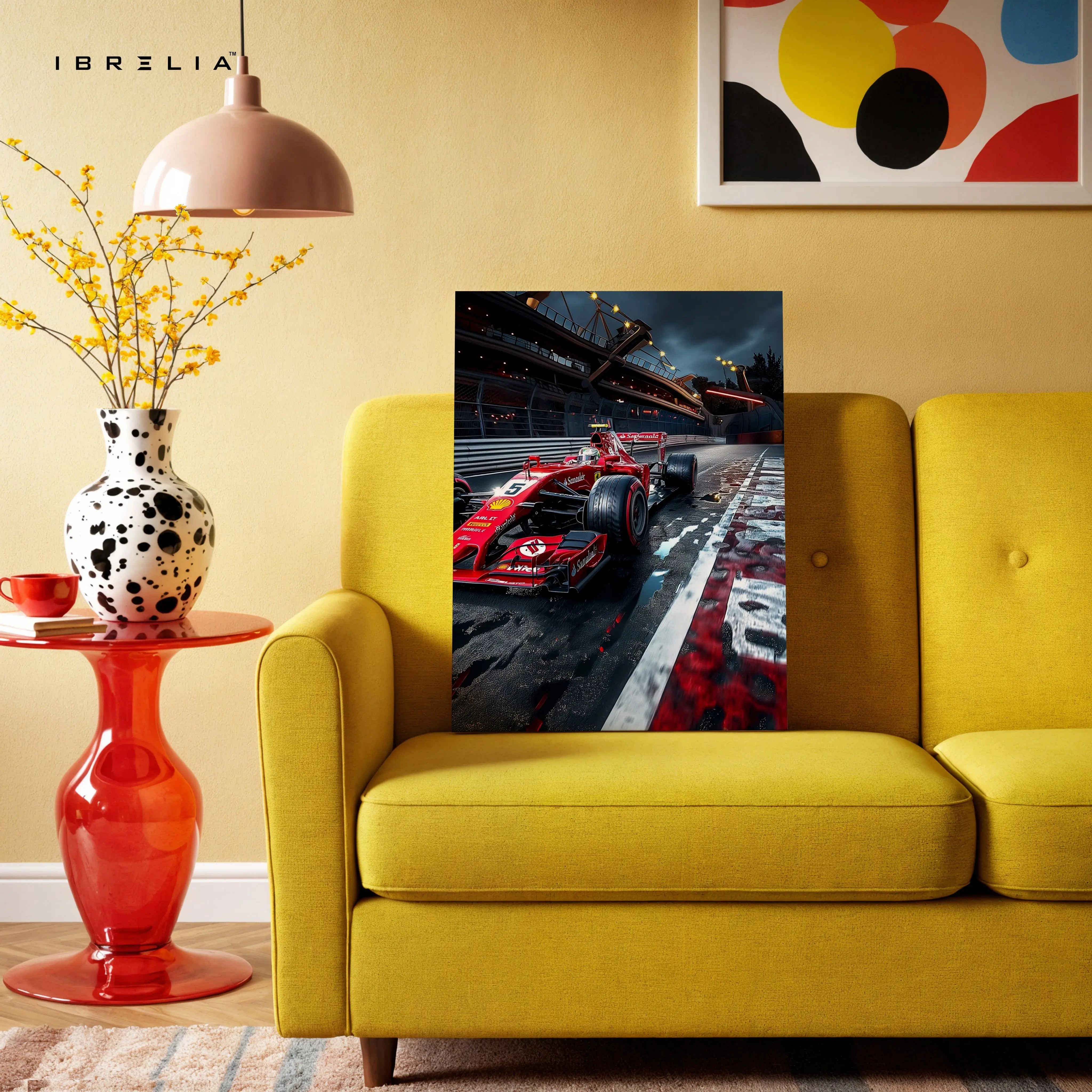 Ferrari F1 Night Track Wall Art – Formula Racing Canvas Frame Pakistan | Motorsport Poster | IBRELIA™ IBRELIA