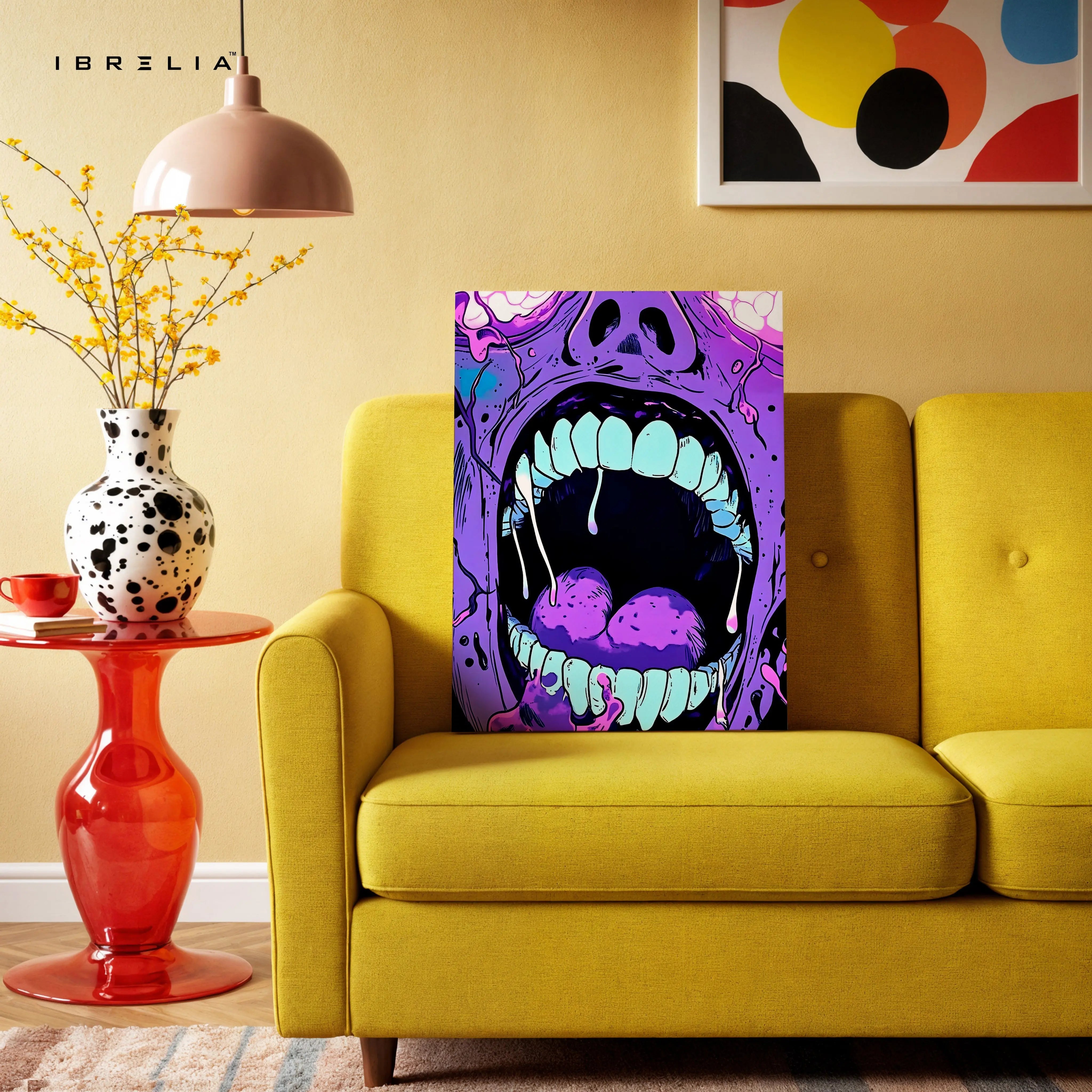 Abstract Neon Scream Wall Art – Urban Graffiti Canvas Frame | Bold Street Art Poster Pakistan | IBRELIA™ IBRELIA