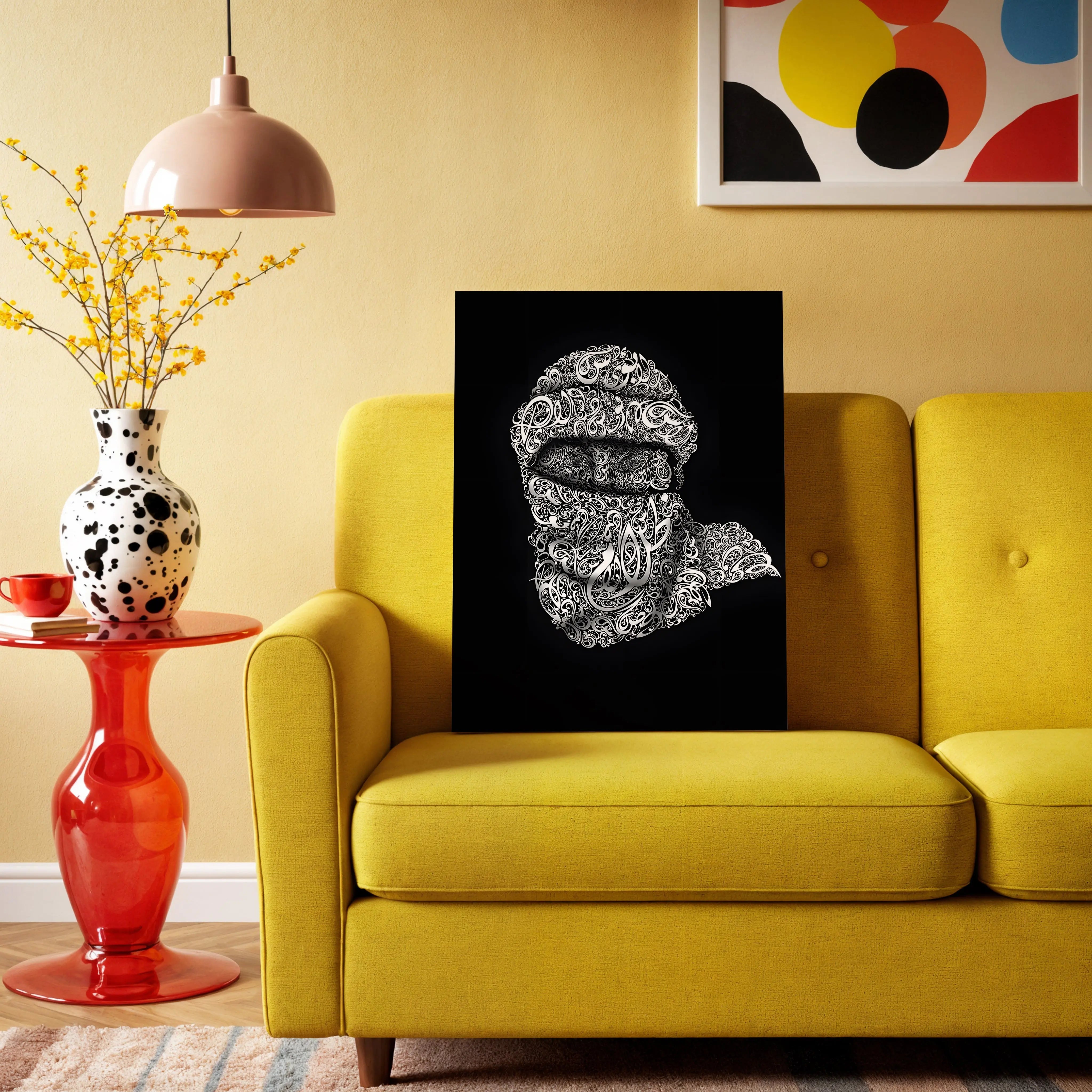 Arabic Calligraphy Keffiyeh Portrait – Islamic Typography Art | 4K Ultra Wrap Frame Wall Art in Pakistan | IBRELIA™ IBRELIA