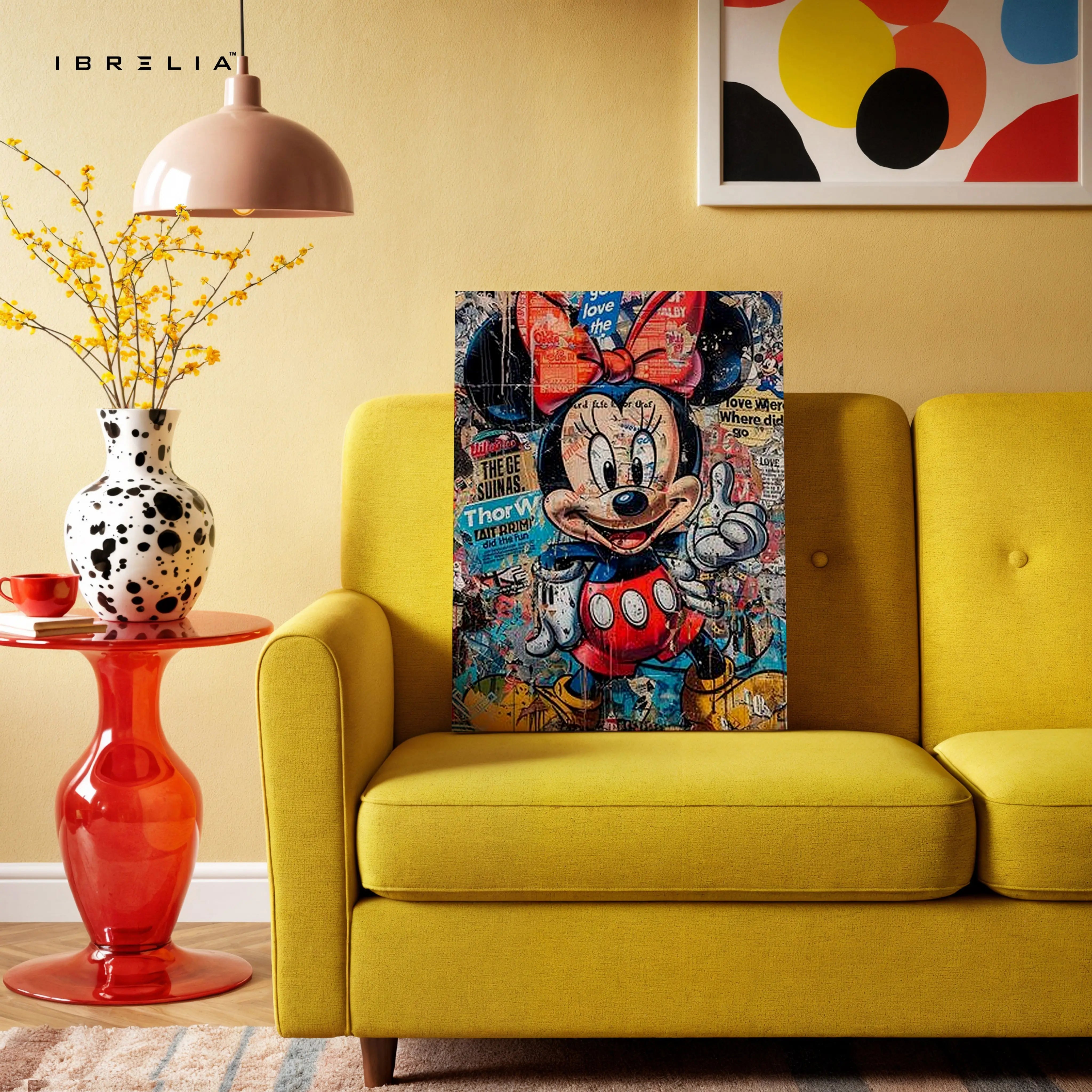 Minnie Mouse Graffiti Wall Art – Vintage Pop Art Canvas Frame | Cartoon Street Style Poster Pakistan | IBRELIA™ IBRELIA