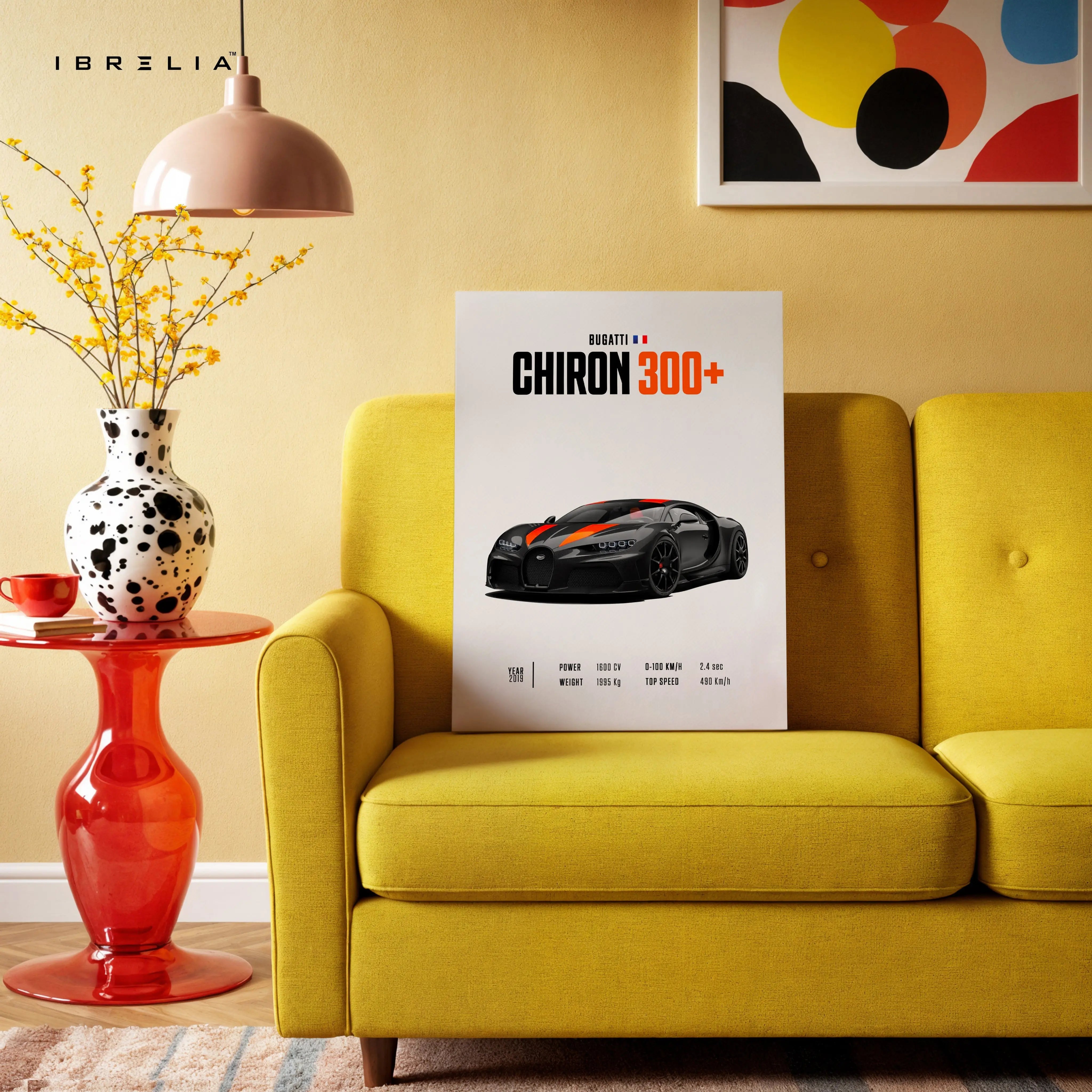 Bugatti Chiron 300+ Minimal Hypercar Wall Art – Luxury Supercar Poster | 4K Ultra Wrap Frame Wall Art in Pakistan | IBRELIA™ IBRELIA