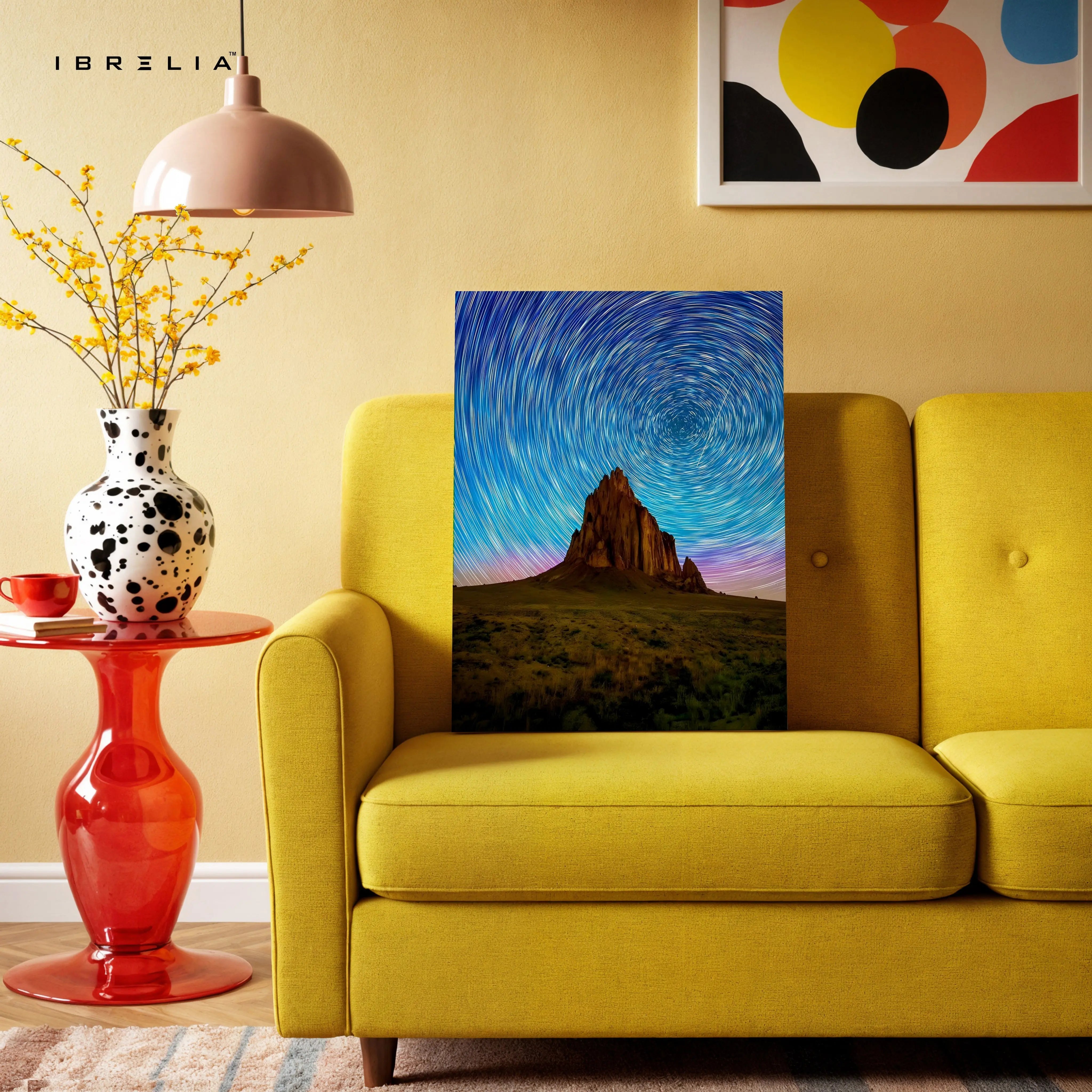 Star Trails Mountain Landscape Wall Art – Cosmic Night Sky Canvas Frame | Long Exposure Nature Poster Pakistan | IBRELIA™ IBRELIA