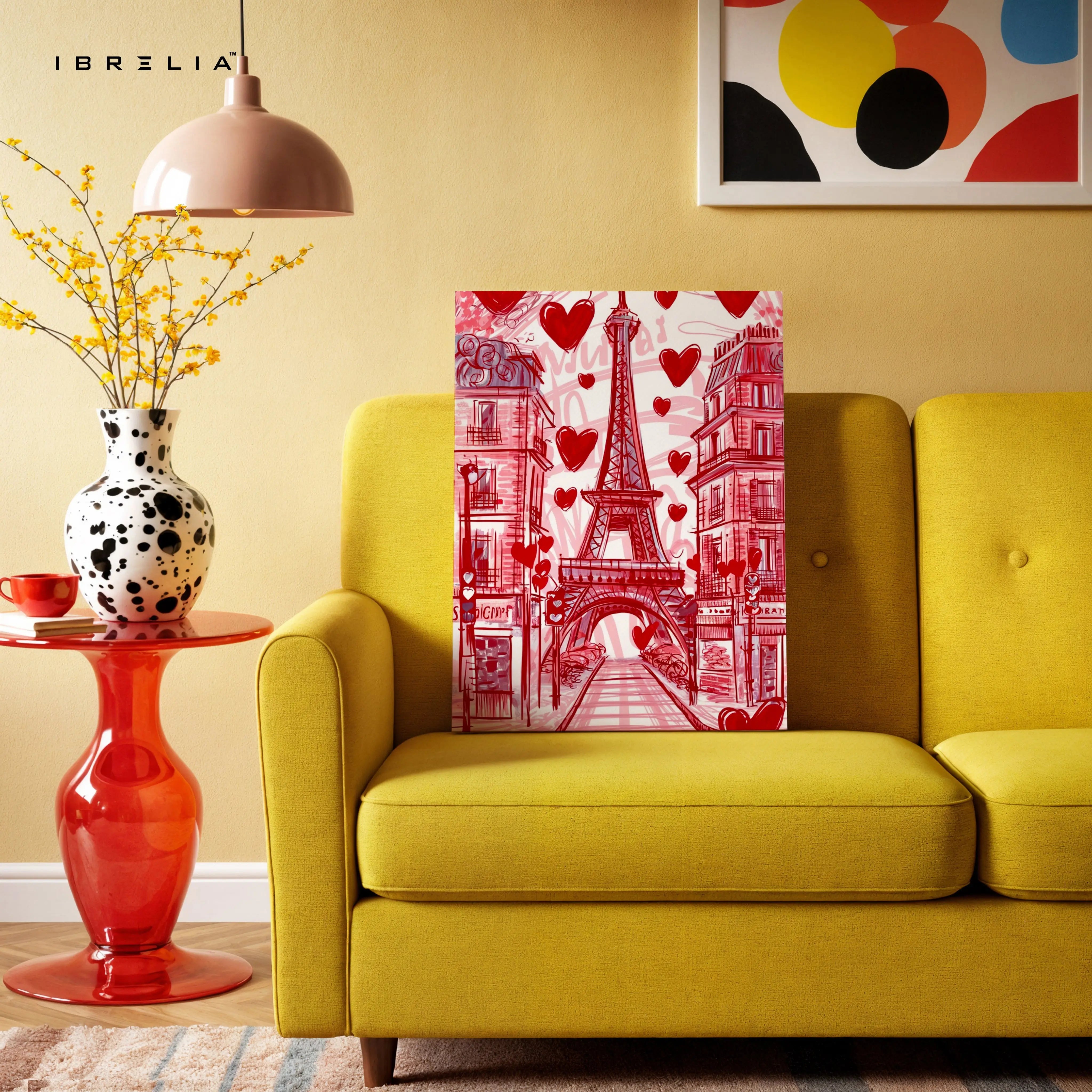 Paris Eiffel Tower Love Wall Art – Romantic Red Canvas Frame | Paris Aesthetic Poster Pakistan | IBRELIA™ IBRELIA