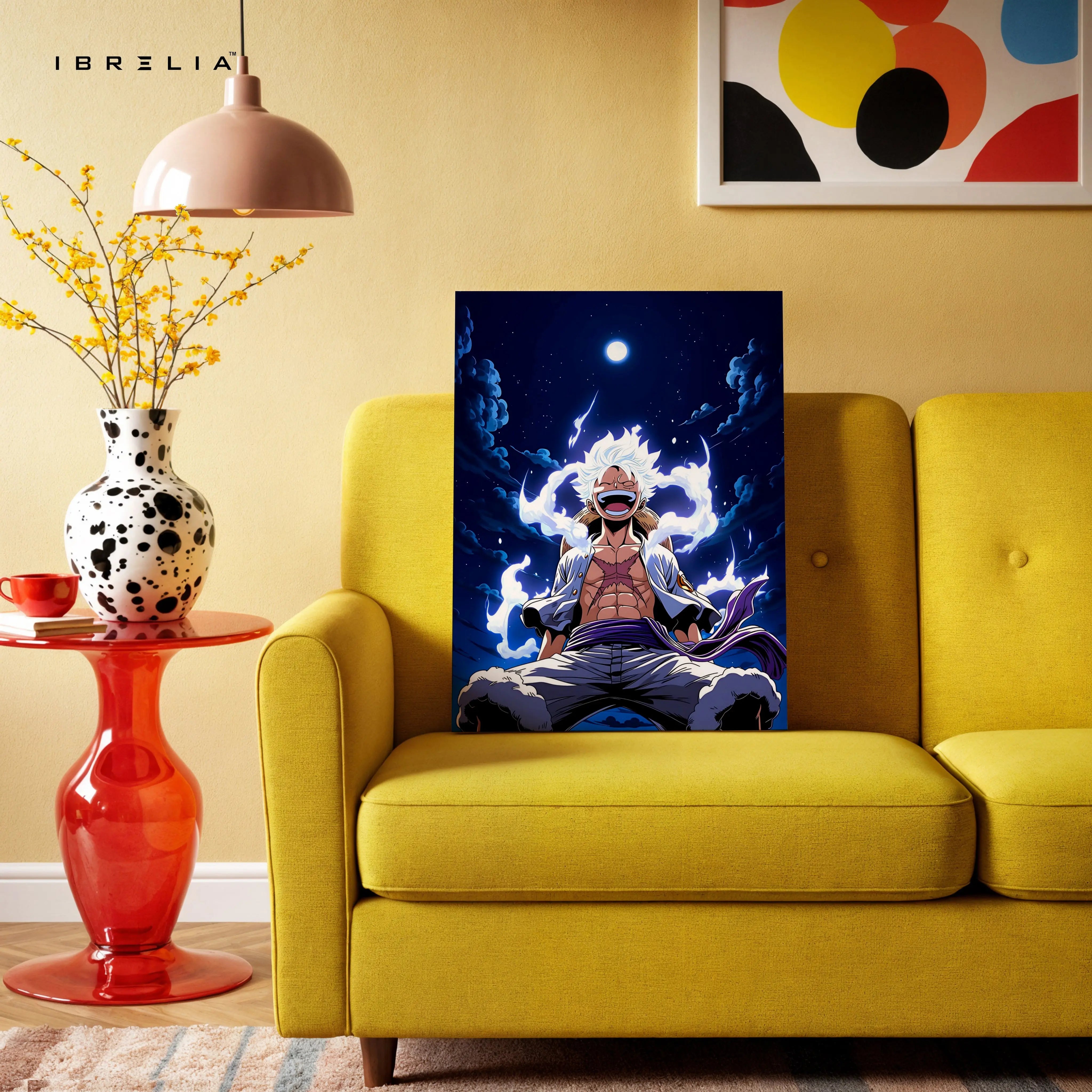Luffy Gear 5 Wall Art – One Piece Anime Canvas Frame | Sun God Nika Poster Pakistan | IBRELIA™ IBRELIA