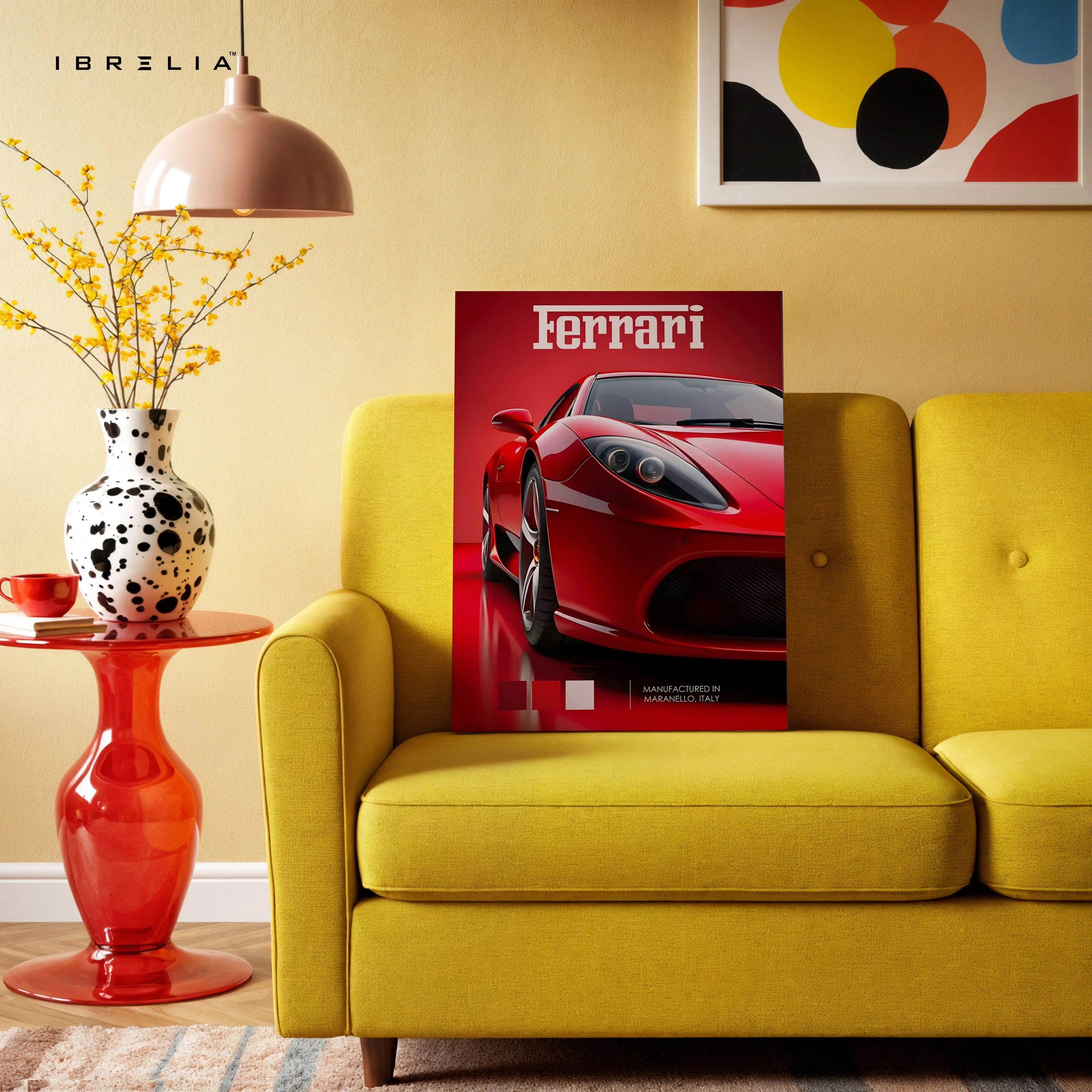 Ferrari Red Power Art – Luxury Supercar Front Detail Wall Art | 4K Ultra Wrap Frame Wall Art in Pakistan | IBRELIA™ IBRELIA