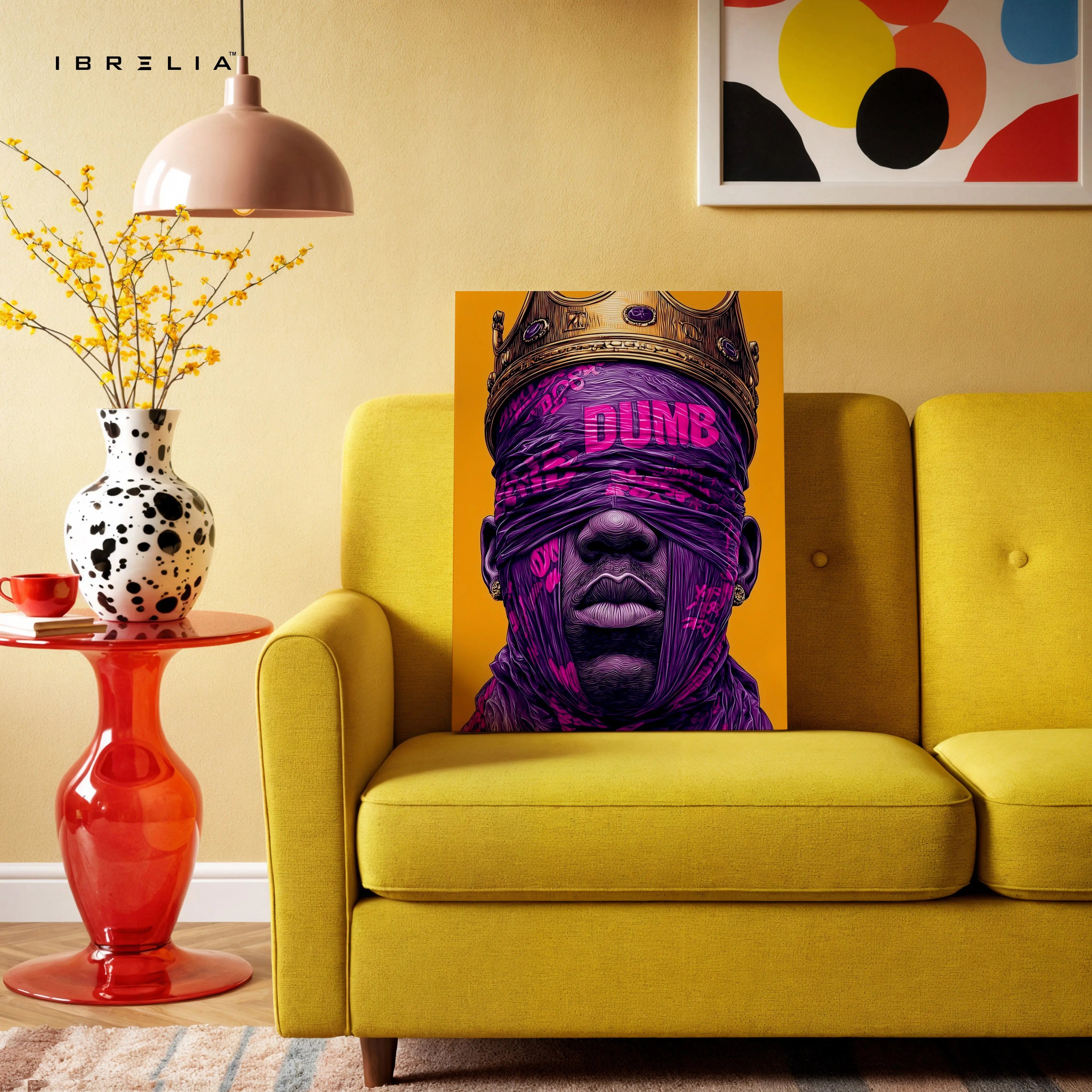 Urban King Graffiti Wall Art – Crown Street Art Poster | Bold Purple King Canvas Frame Pakistan | IBRELIA™ IBRELIA