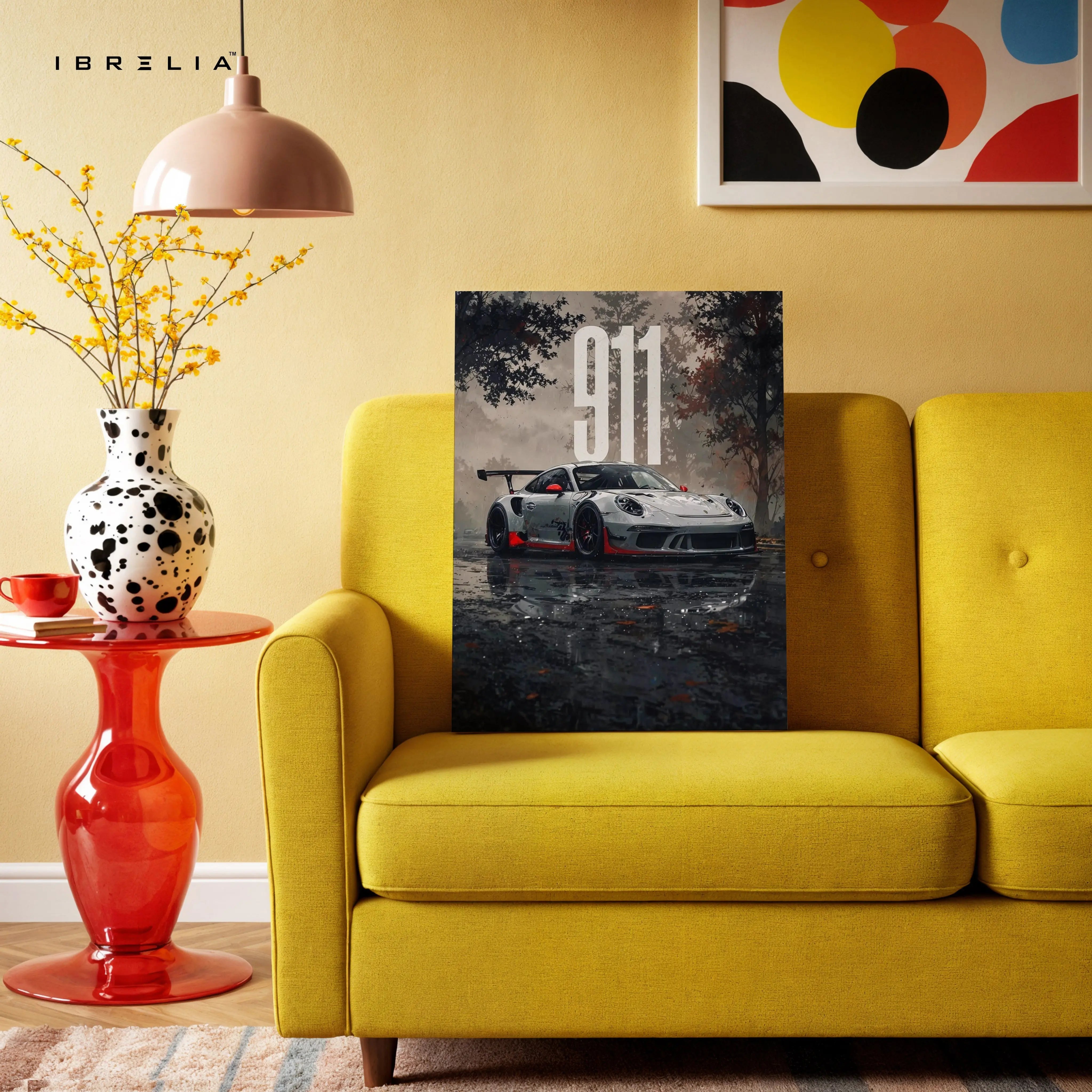 Porsche 911 Rain Noir Art – Dark Cinematic Sports Car Wall Art | 4K Ultra Wrap Frame Wall Art in Pakistan | IBRELIA™ IBRELIA