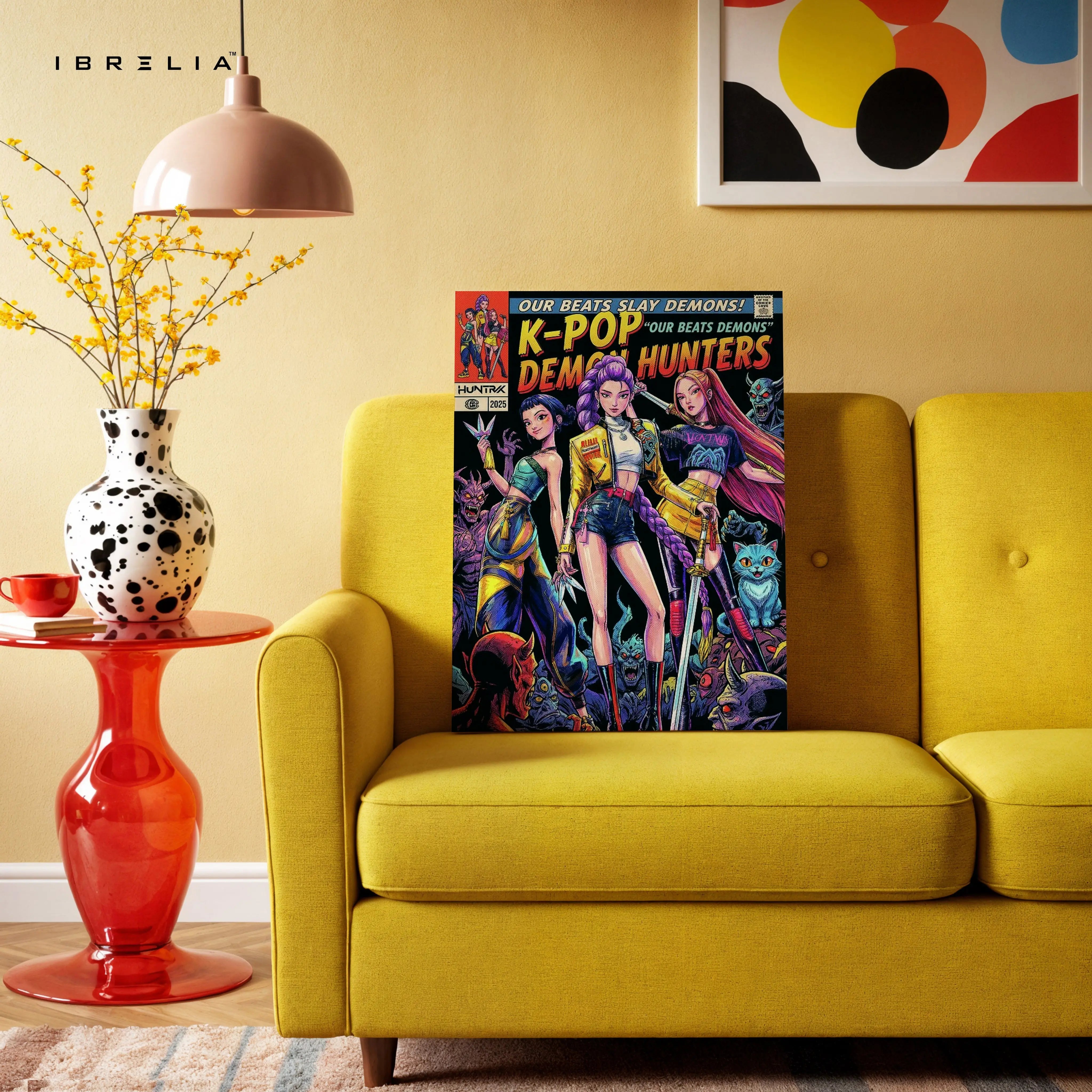 KPOP Demon Hunters Squad Wall Art – Anime Girl Power Canvas Frame | Pop Culture Poster Pakistan | IBRELIA™ IBRELIA