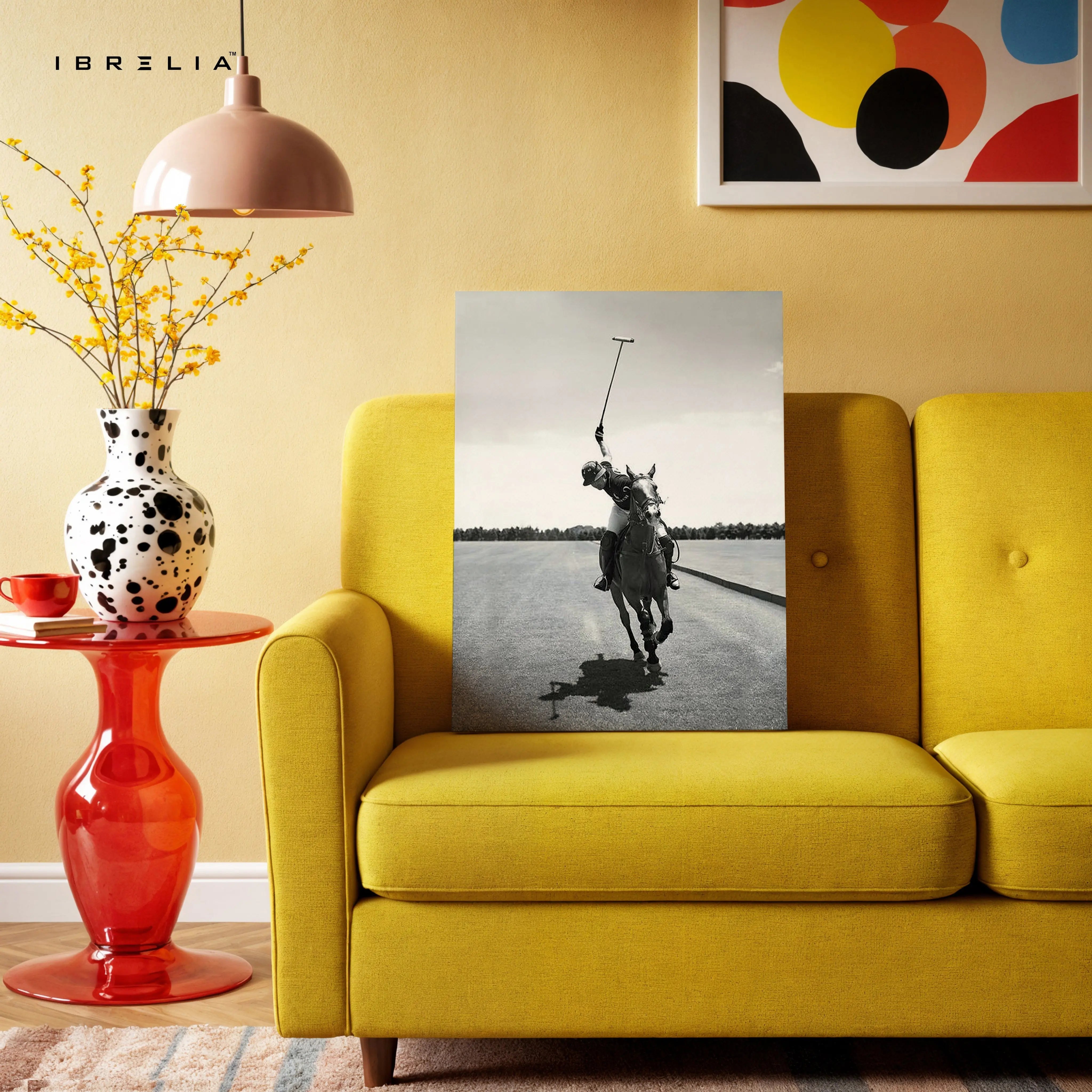 Polo Champion Action Art – Black & White Horse Rider Sports Wall Art | 4K Ultra Wrap Frame Wall Art in Pakistan | IBRELIA™ IBRELIA