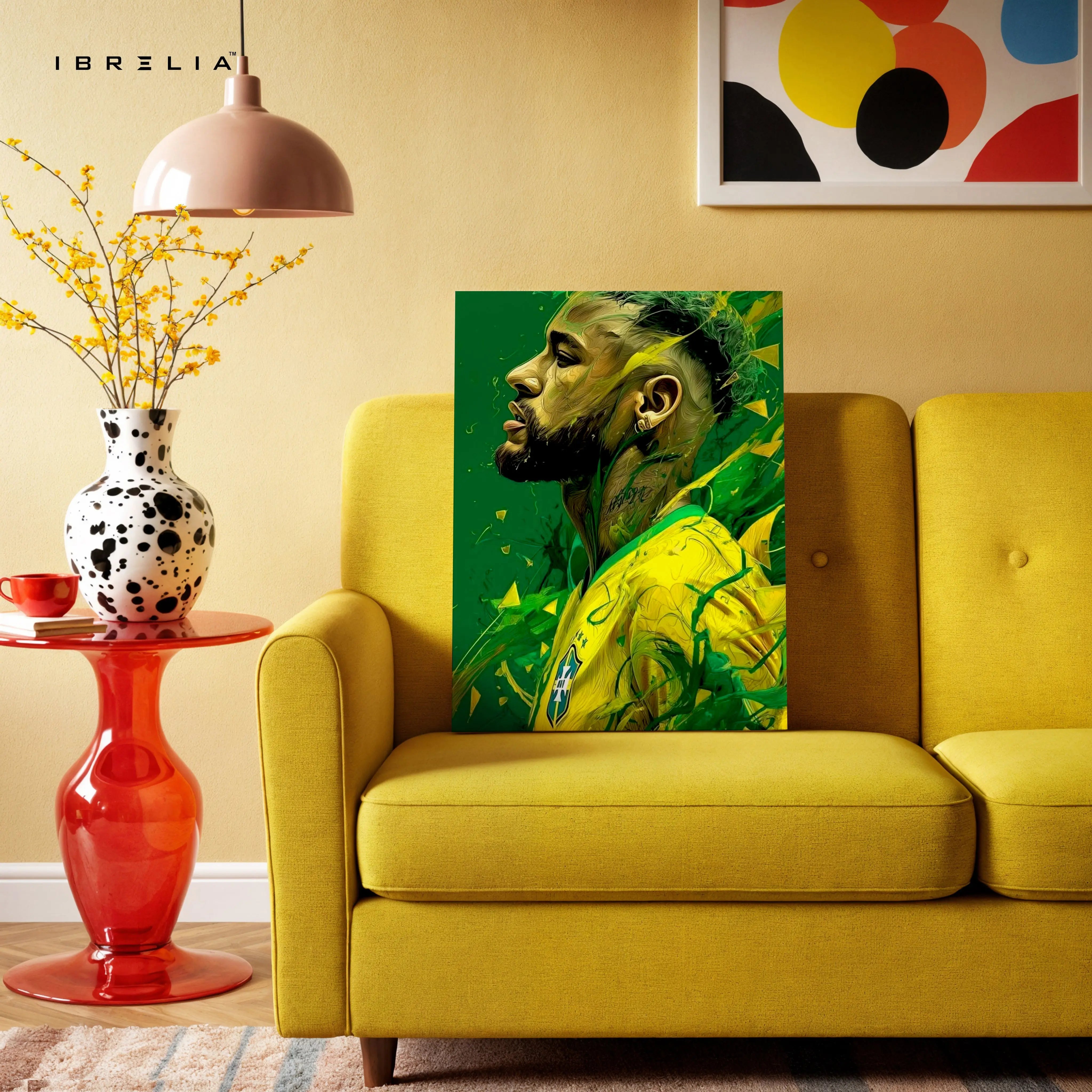 Neymar Jr Portrait Wall Art – Brazil Football Canvas Frame | Neymar Aesthetic Poster Pakistan | IBRELIA™ IBRELIA